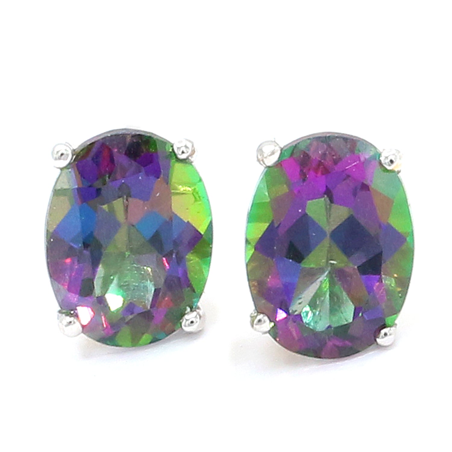 Gems en Vogue 3.20ctw Rainbow Mystic Topaz Stud Earrings