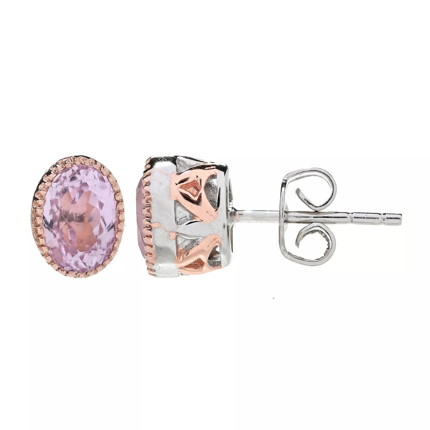 Gems en Vogue 2.26ctw Oval Pastel Kunzite Stud Earrings