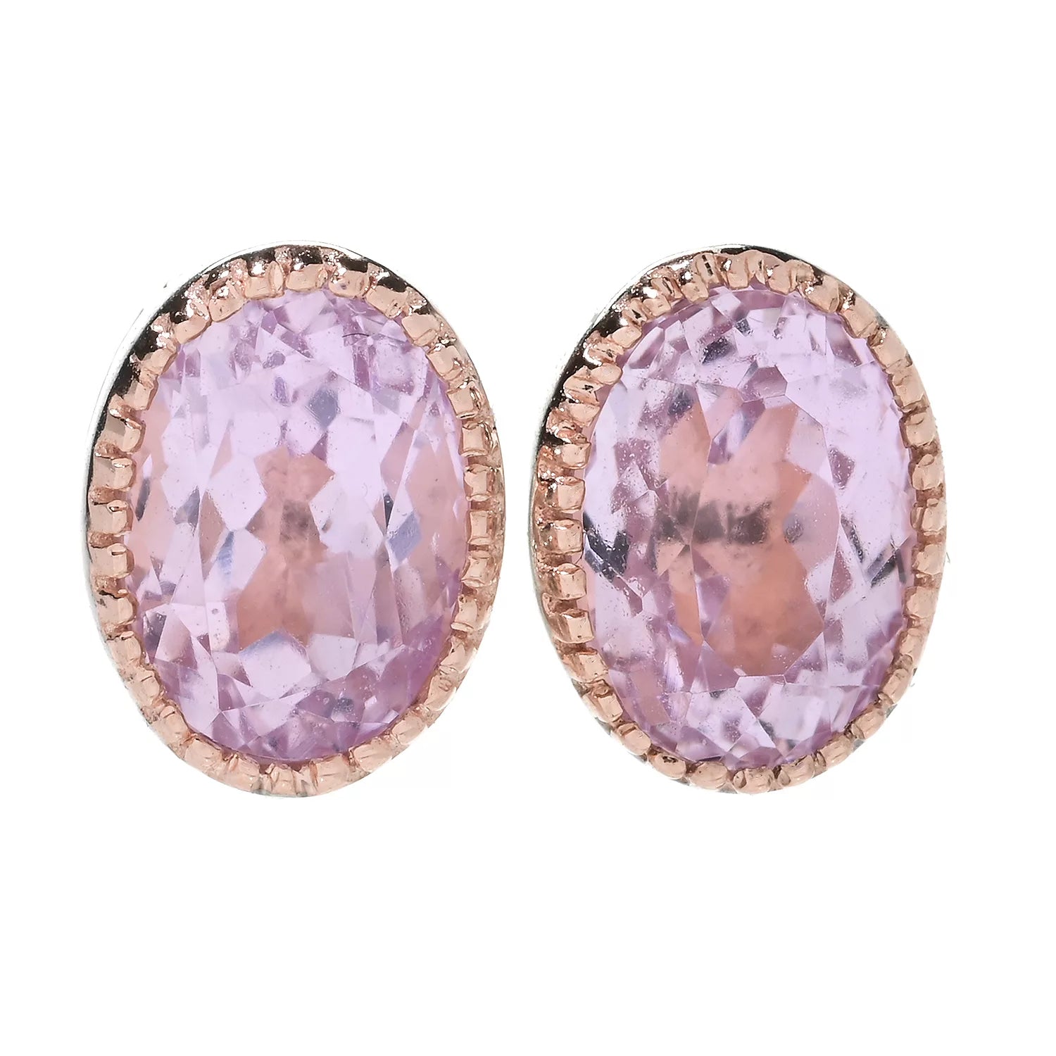 Gems en Vogue 2.26ctw Oval Pastel Kunzite Stud Earrings