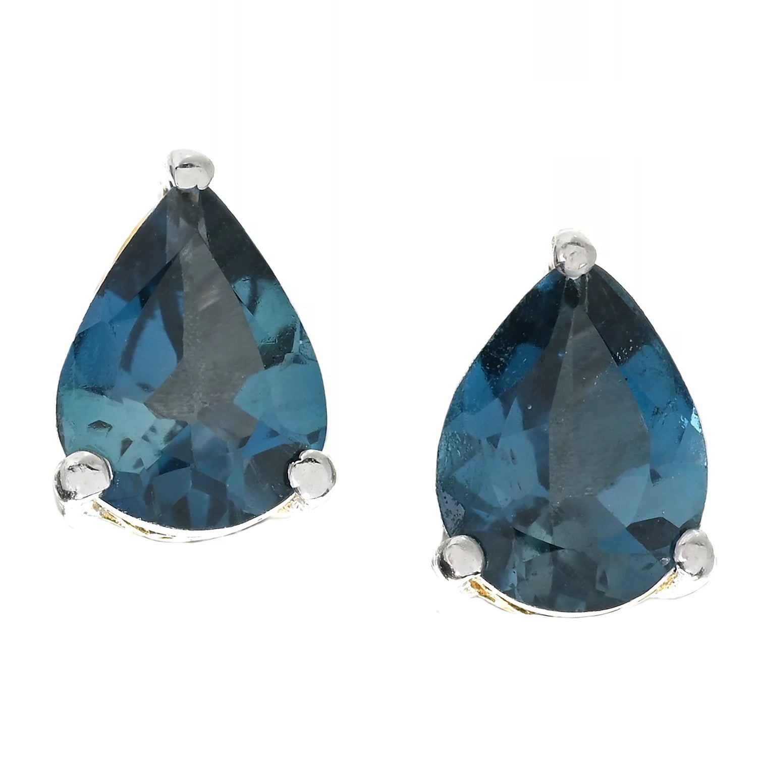 Gems en Vogue 2.80ctw Pear Shaped London Blue Topaz Stud Earrings