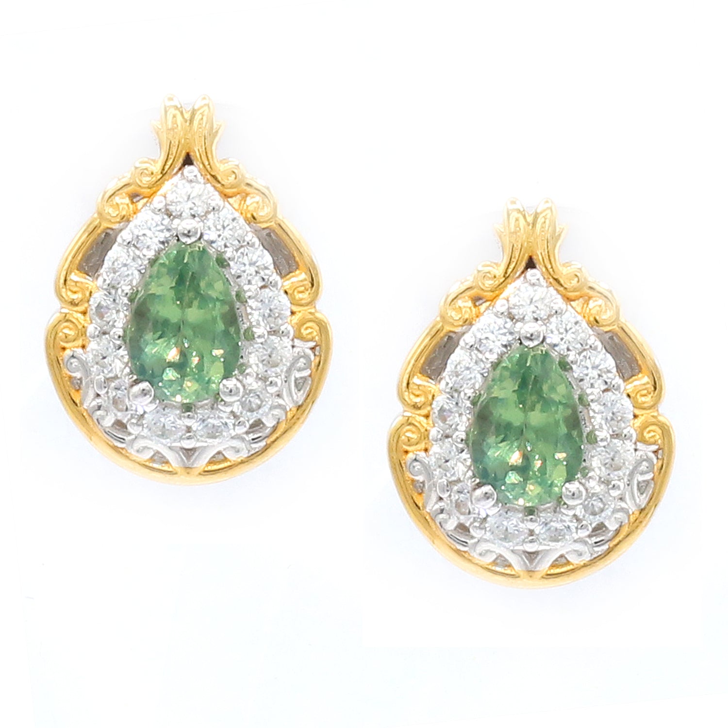 Gems en Vogue 1.82ctw Alexandrite & White Zircon Halo Earrings