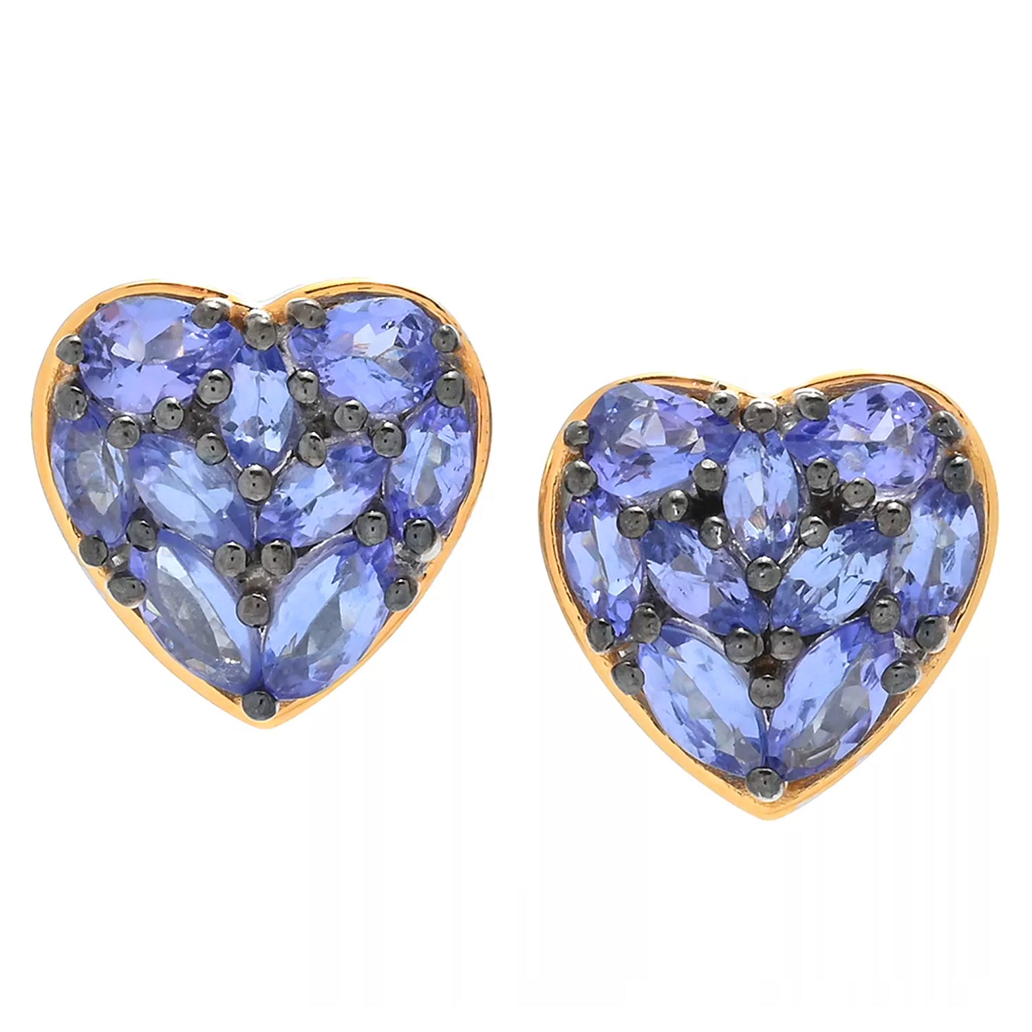 Gems en Vogue 1.78ctw Tanzanite Heart Stud Earrings