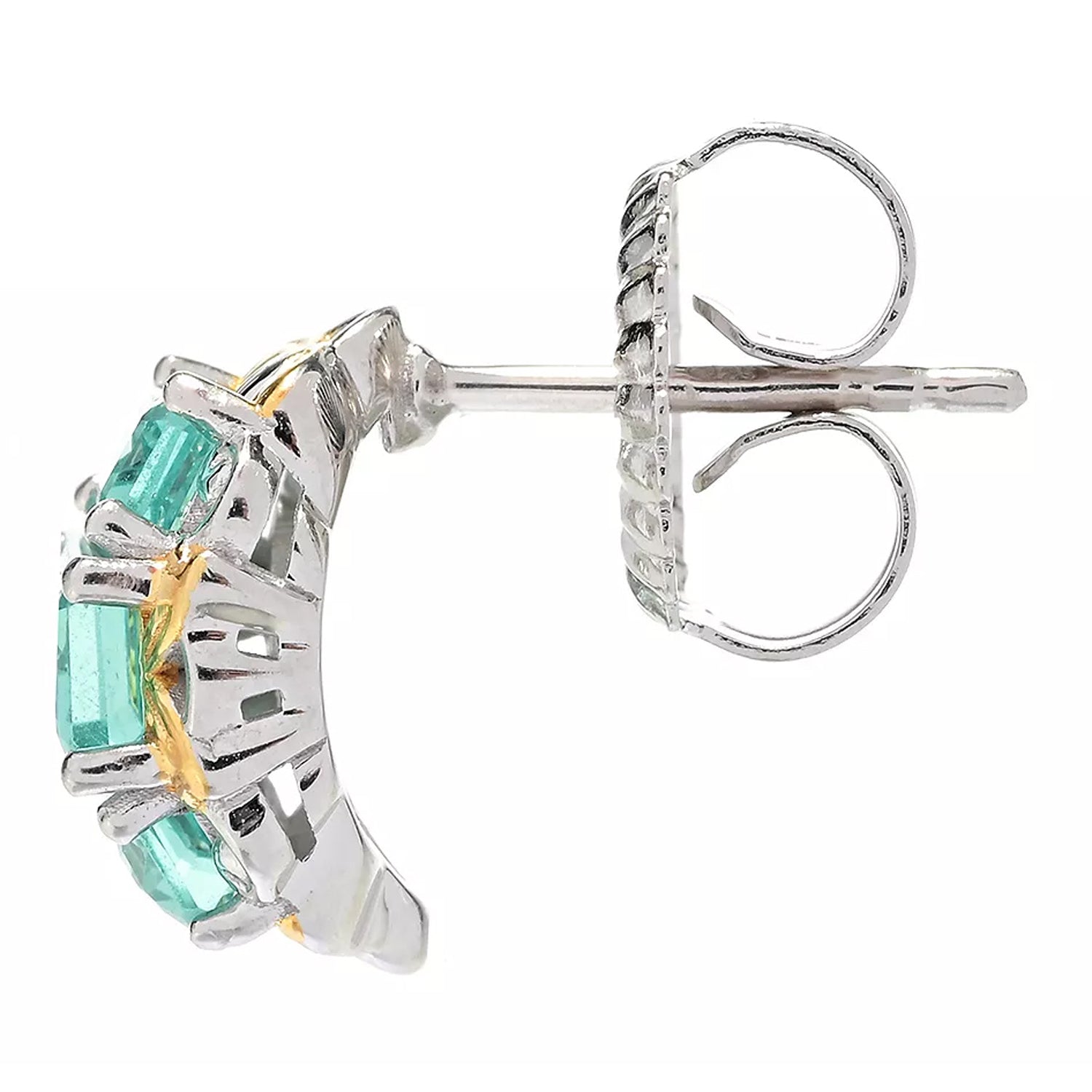 Gems en Vogue 1.88ctw Octagon Dauphin Apatite Hoop Earrings