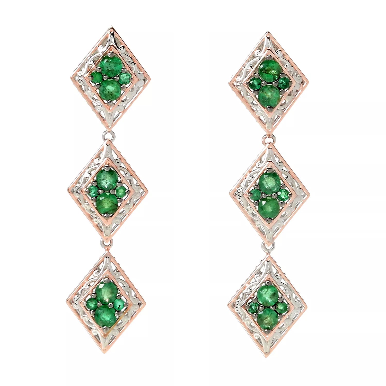 Gems en Vogue 2.00ctw Grizzly Emerald Drop Earrings