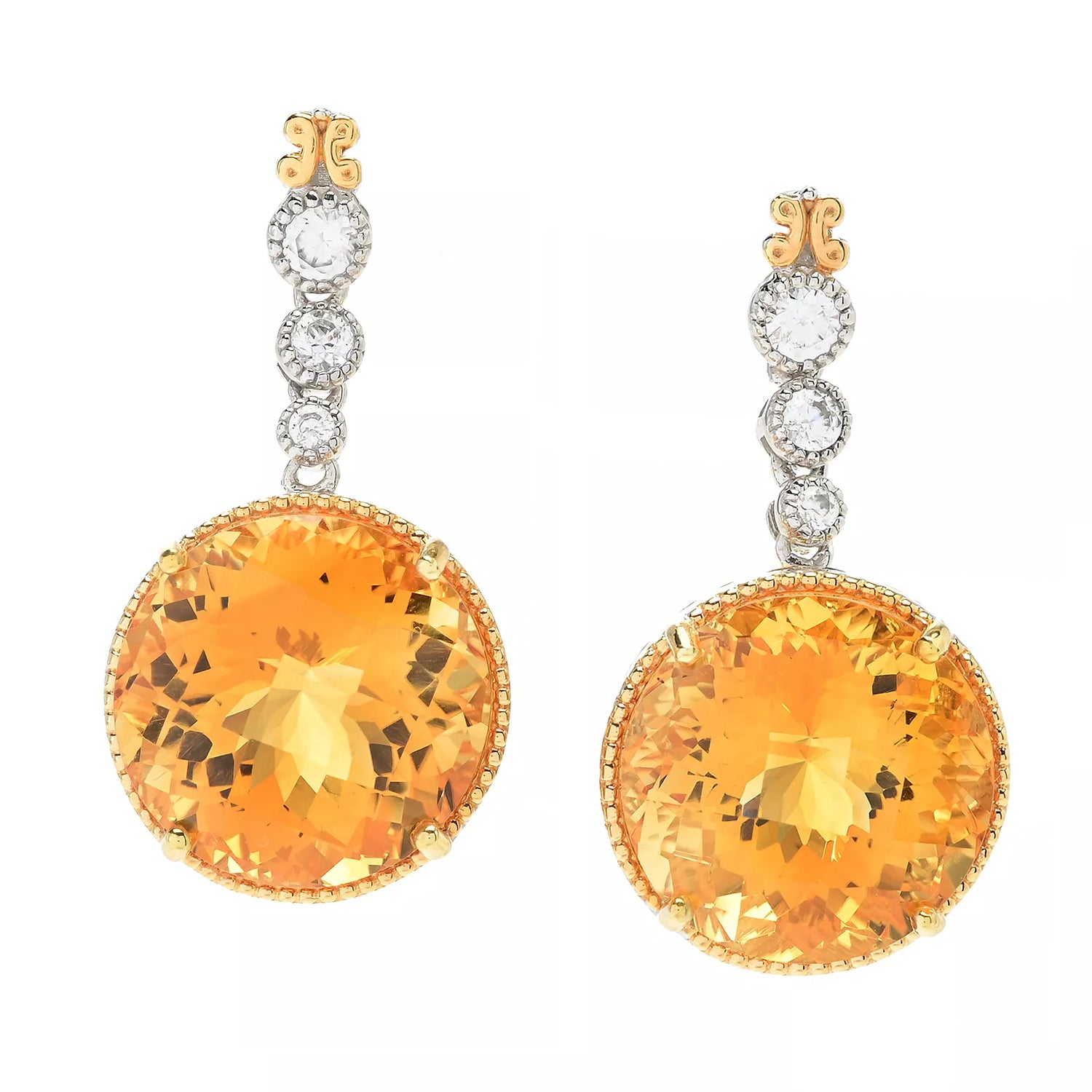 Gems en Vogue 21.62ctw Rio Grande Citrine & White Zircon Earrings