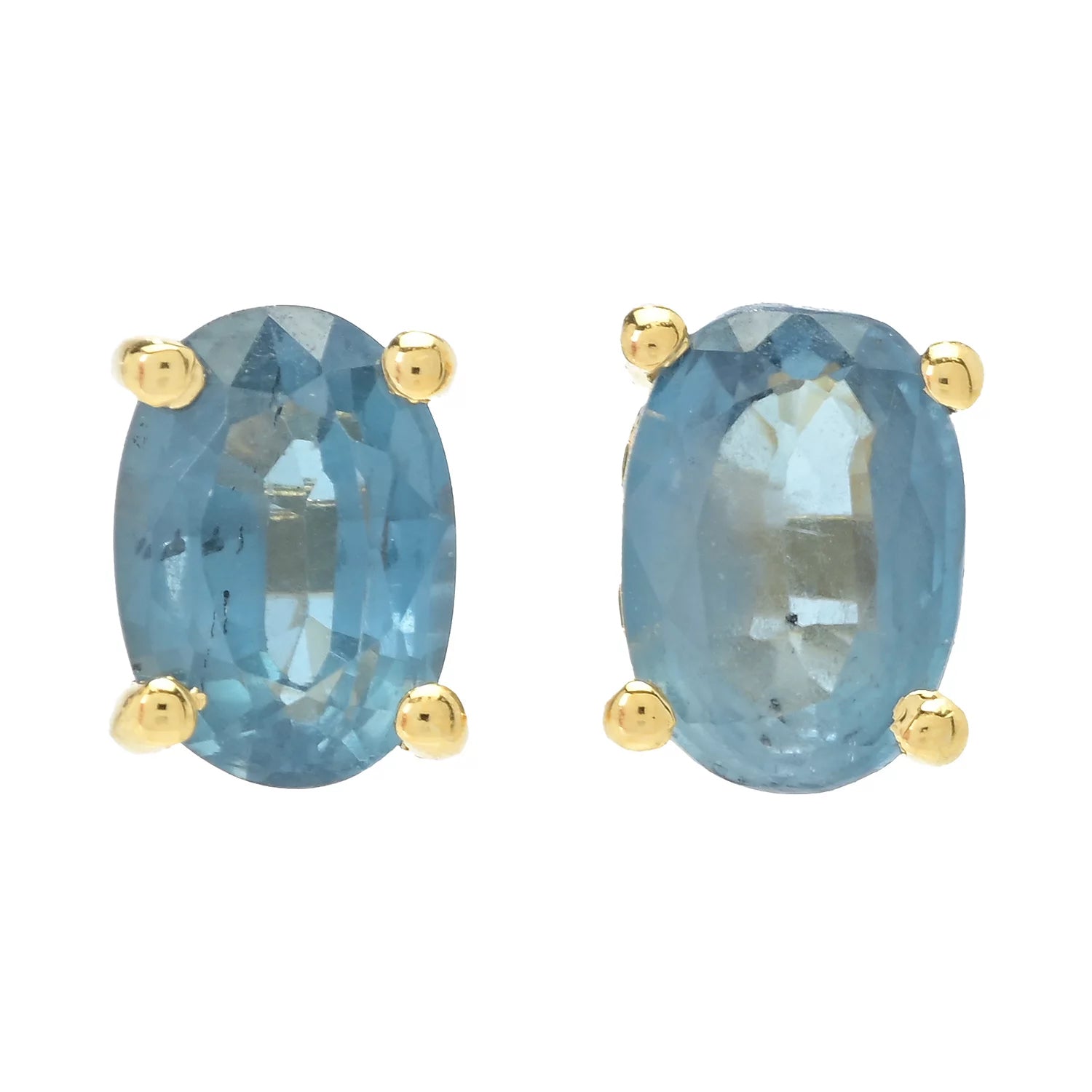 Gems en Vogue 1.37ctw Teal Kyanite Stud Earrings
