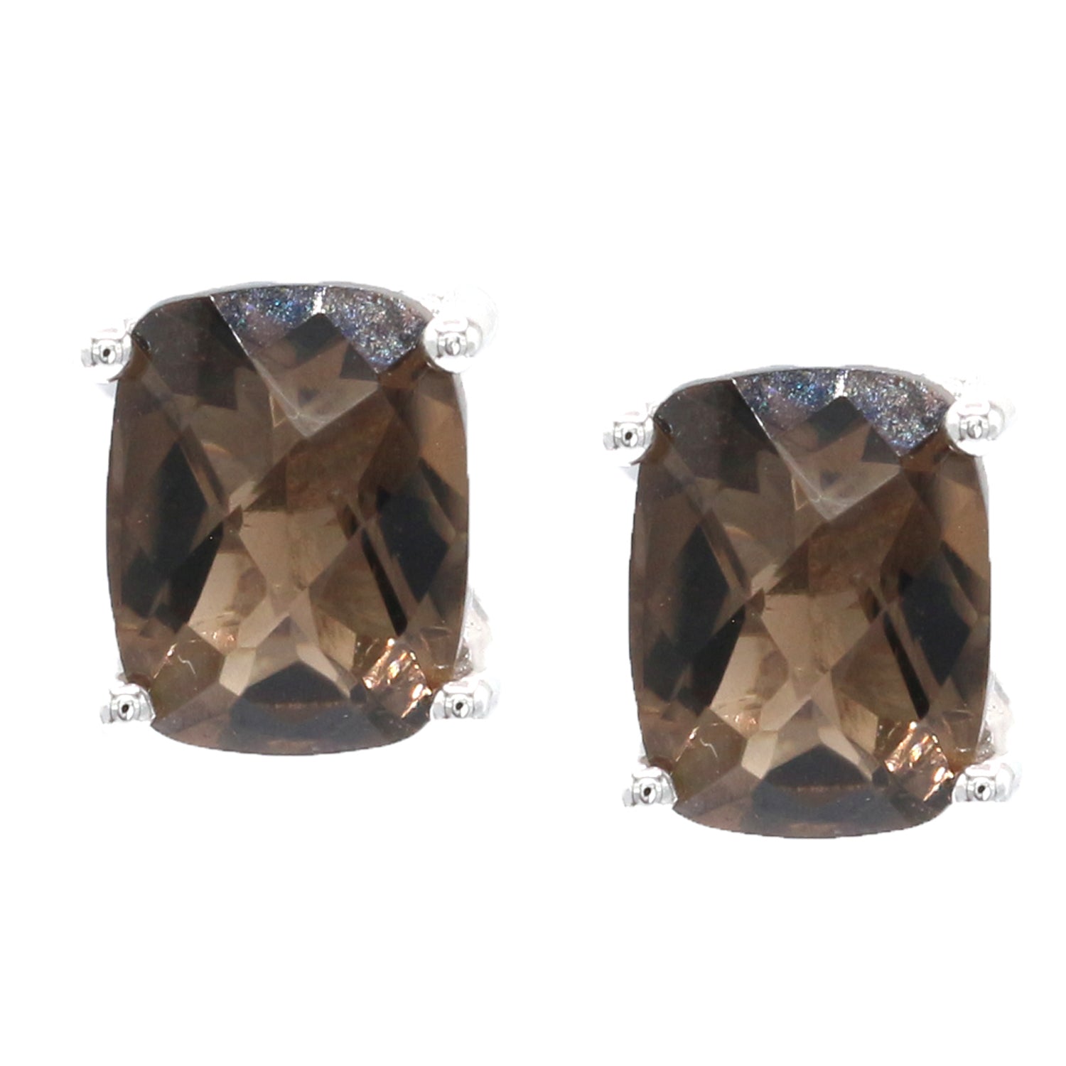 Gems en Vogue 3.80ctw Smoky Quartz Stud Earrings