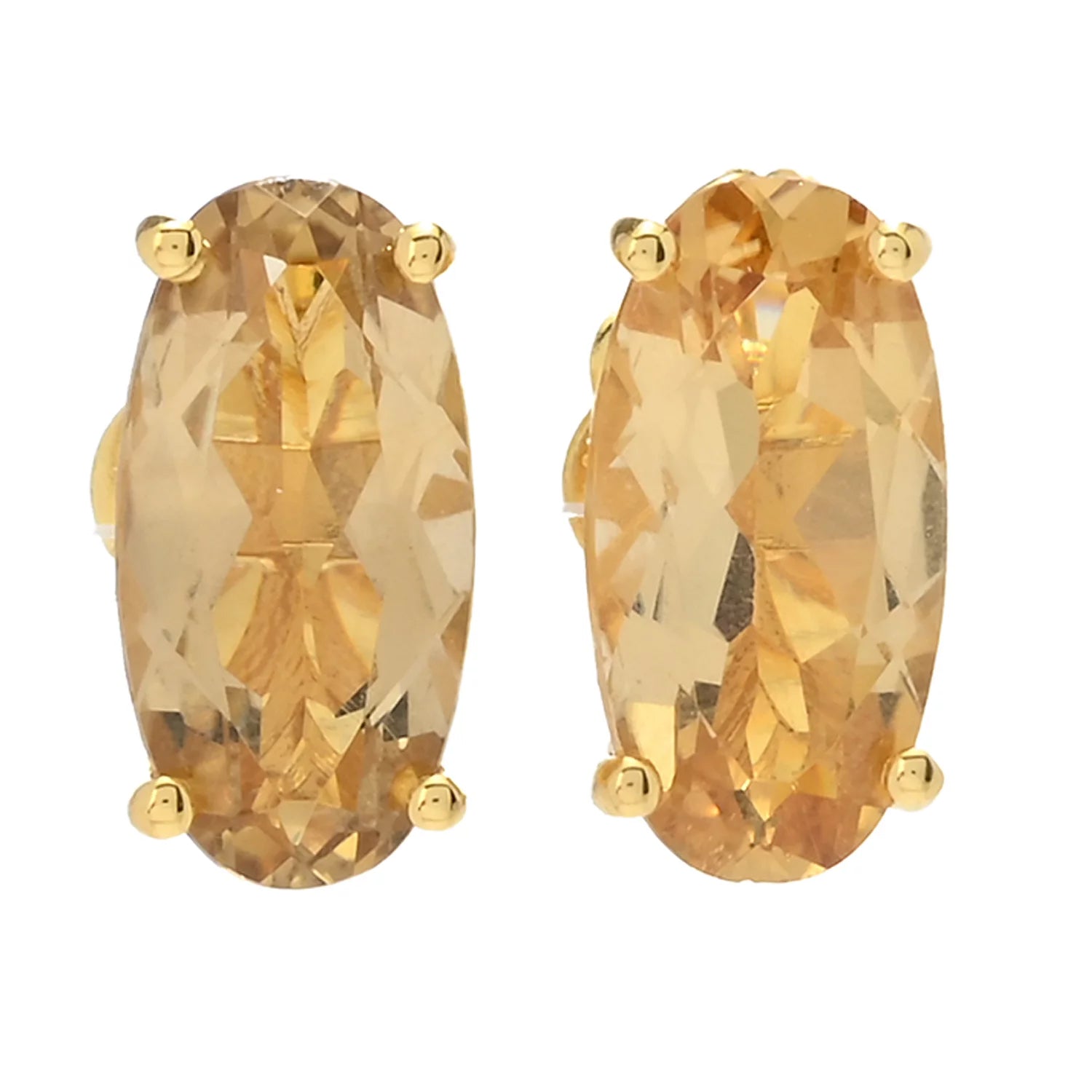 Gems en Vogue 3.84ctw Oval Canary Citrine Stud Earrings