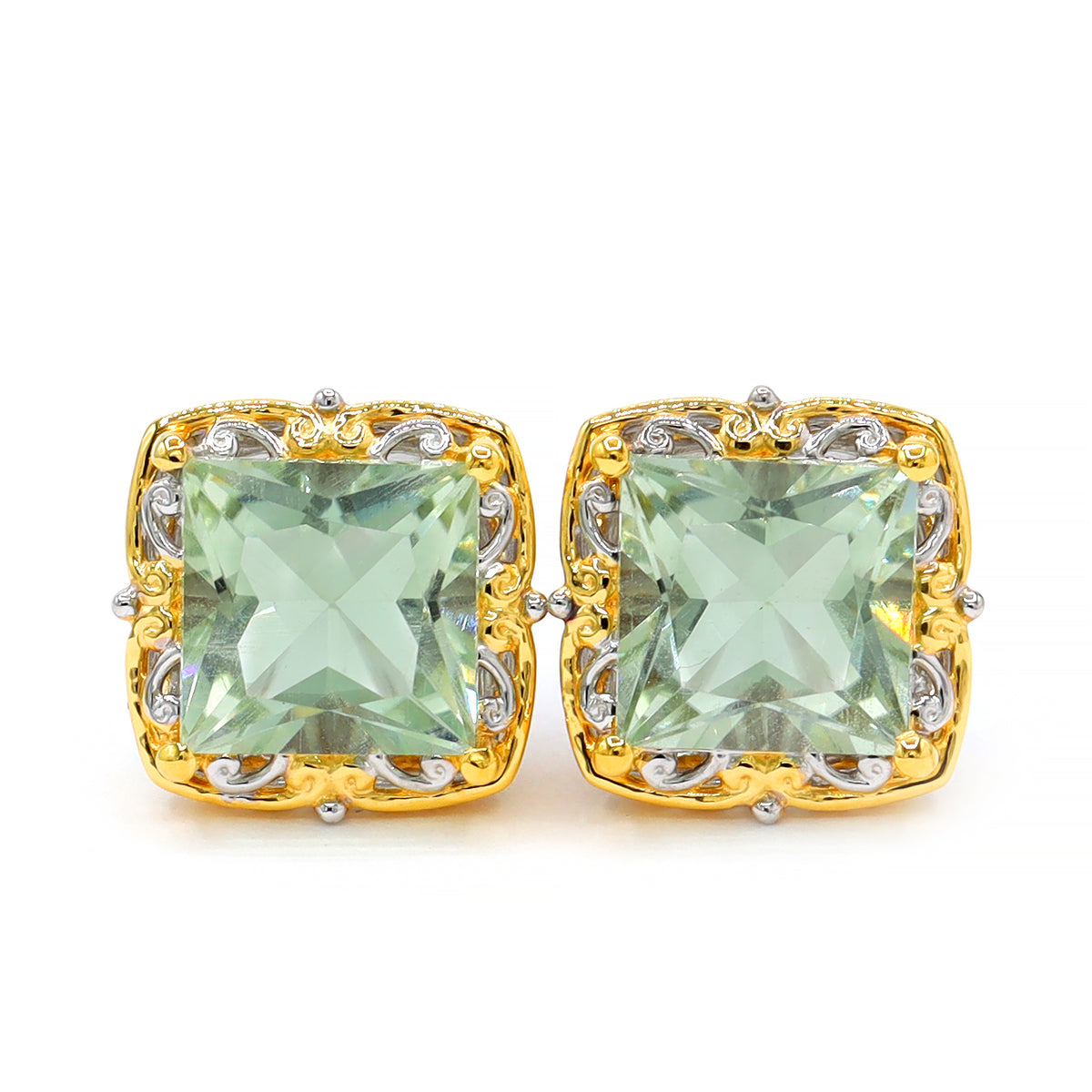 Gems en Vogue 24K Palladium Silver 4.92ctw Prasiolite Stud Earrings
