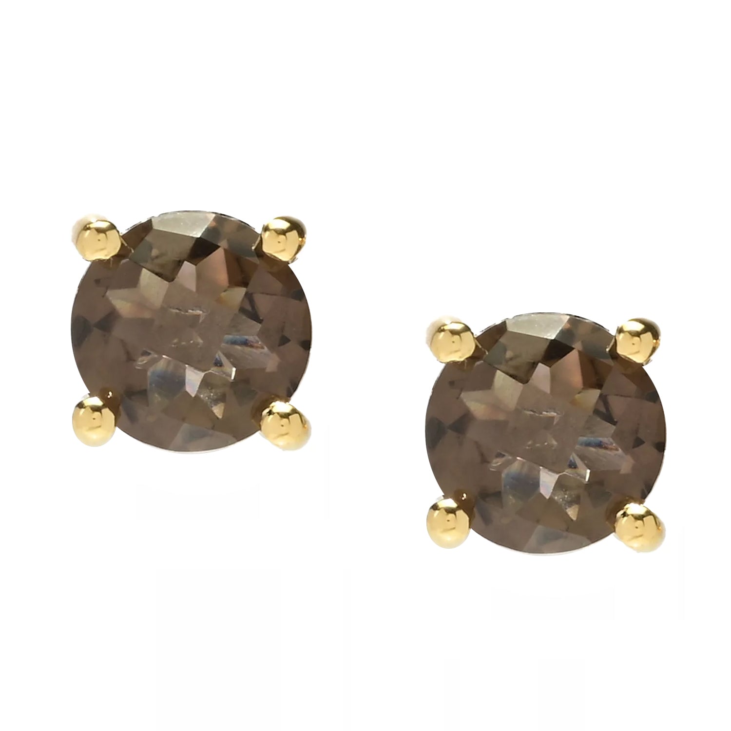 Gems en Vogue 3.70ctw Round Smoky Quartz Stud Earrings