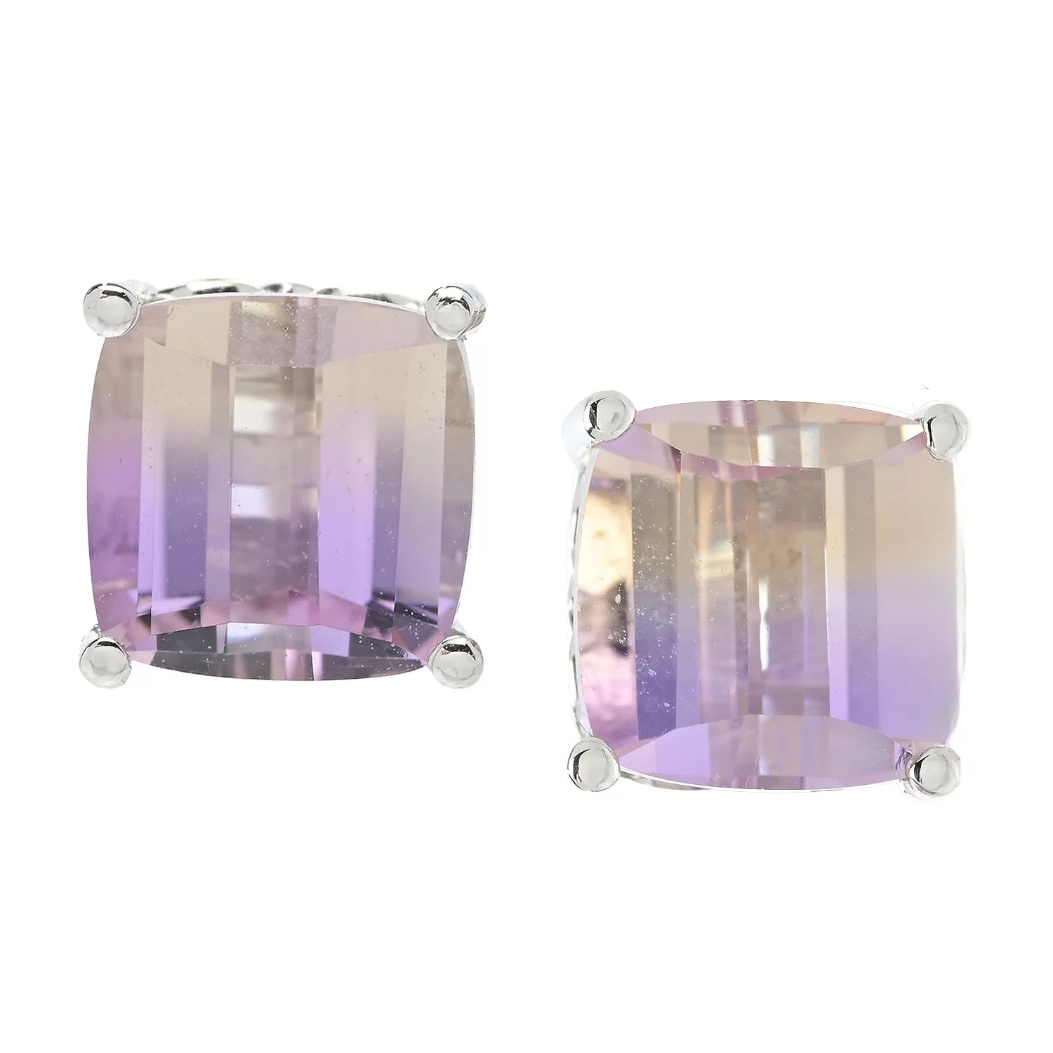 Gems en Vogue 3.28ctw Special Roll Top Cut Ametrine Stud Earrings