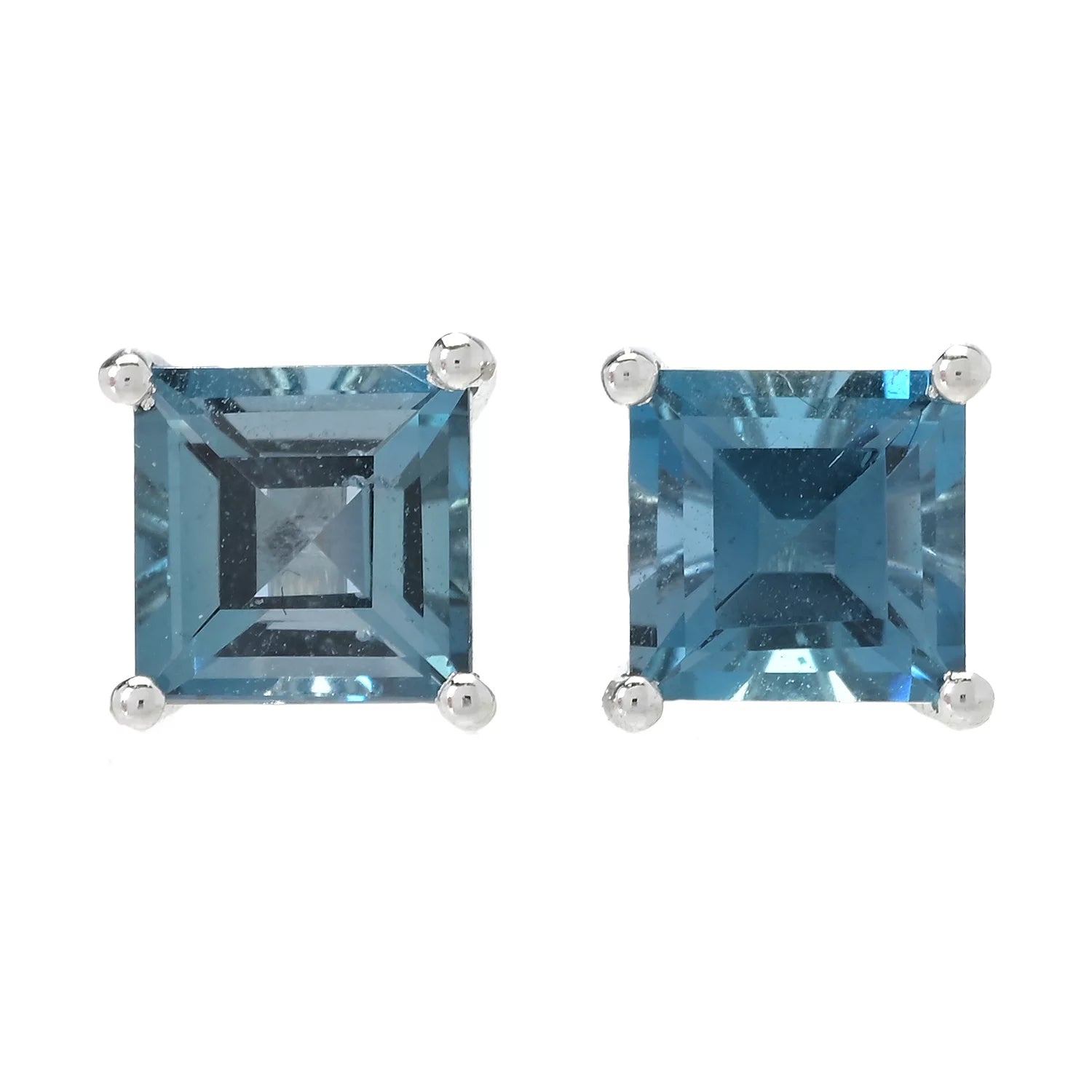 Gems en Vogue 2.80ctw Square London Blue Topaz Earrings