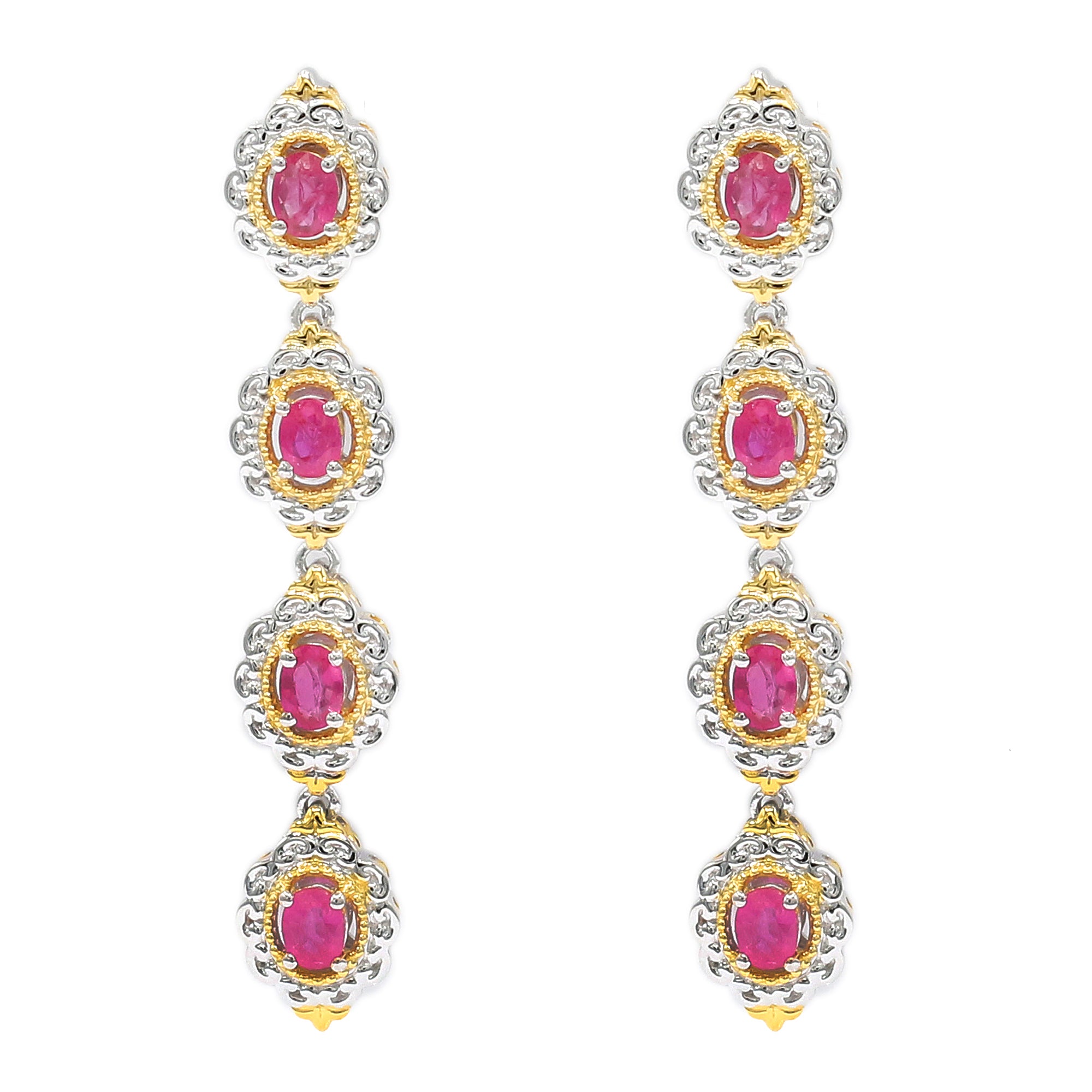 Gems en Vogue 24K Palladium Silver 1.68ctw Ruby Drop Earrings