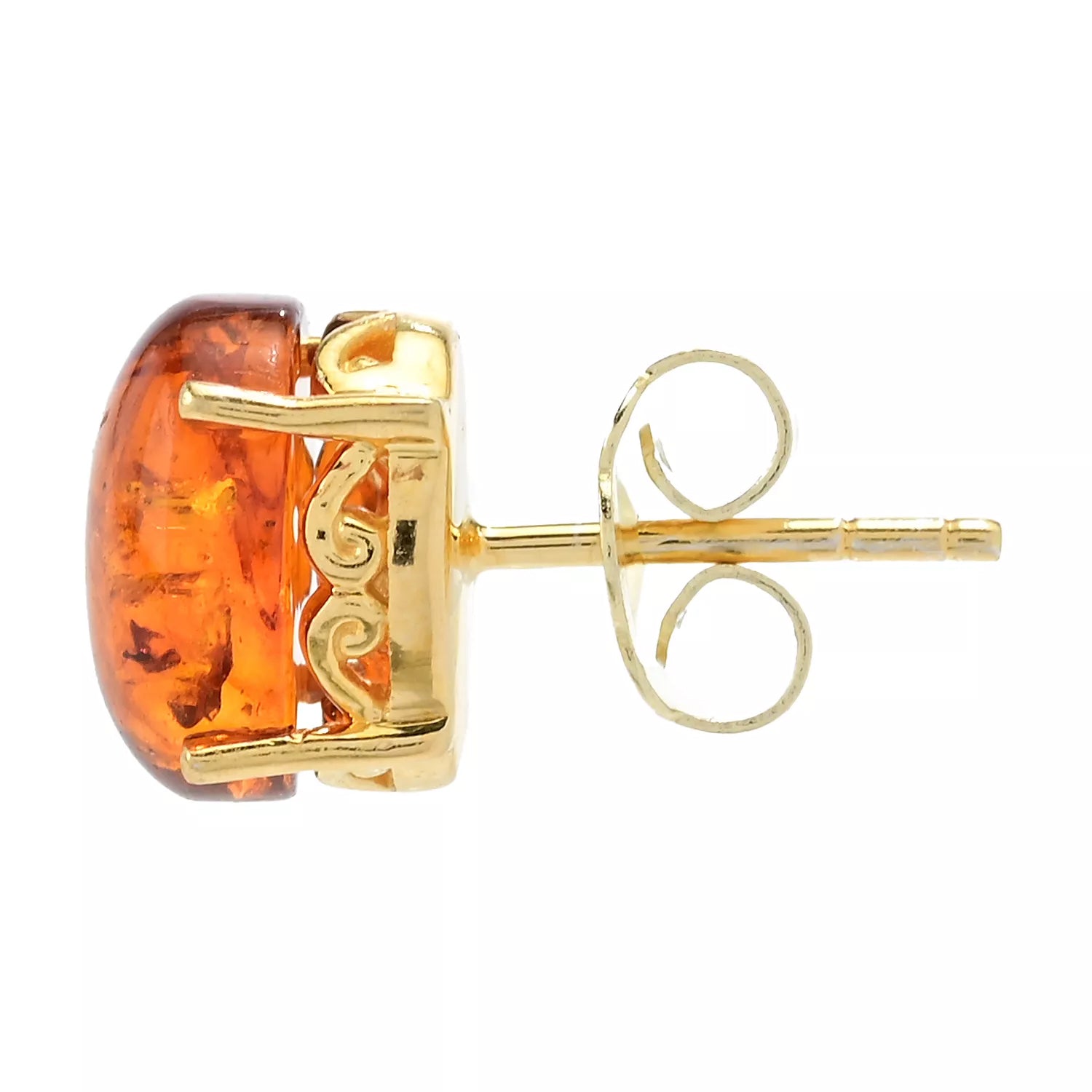 Gems en Vogue Oval Amber Stud Earrings