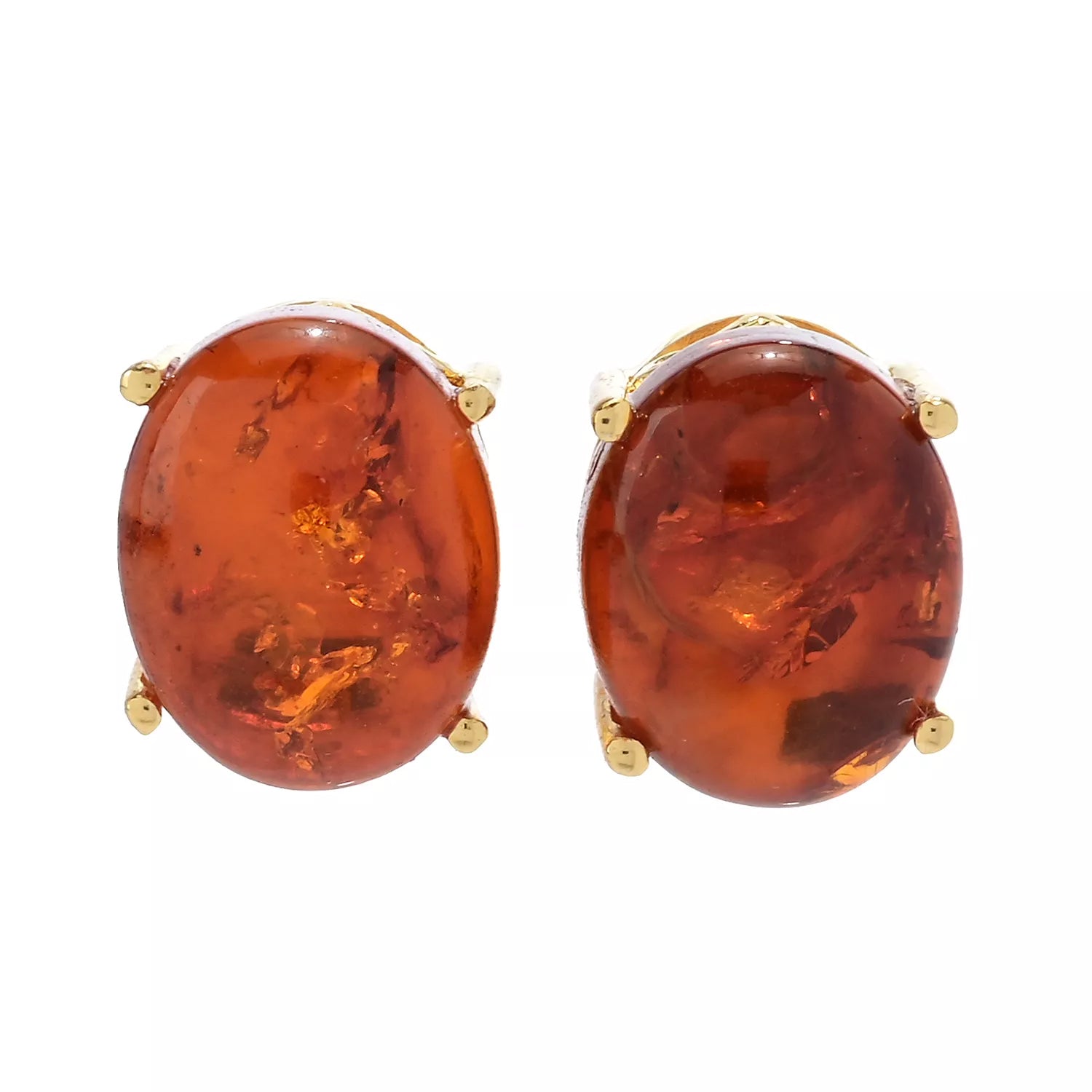 Gems en Vogue Oval Amber Stud Earrings