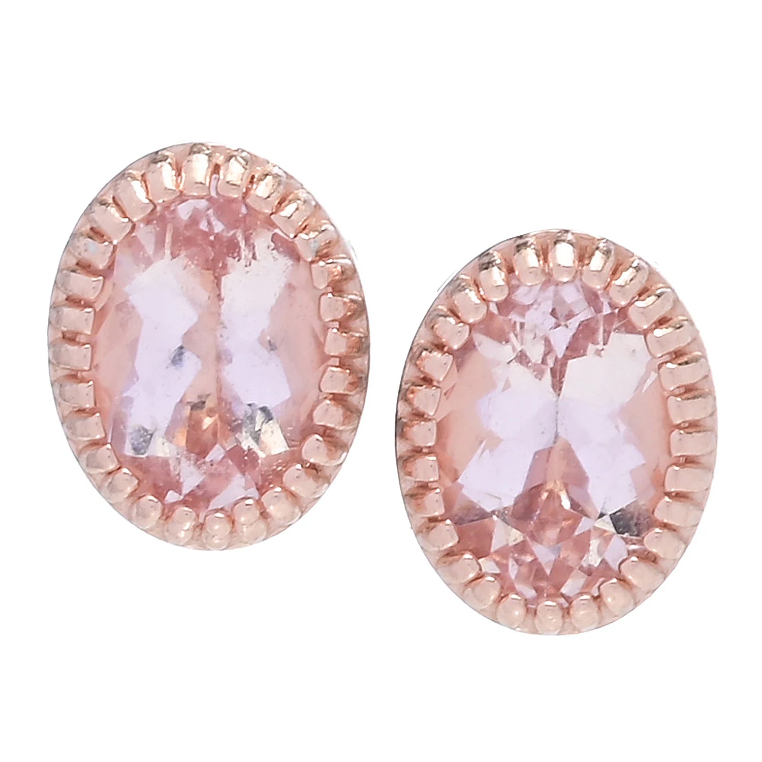 Gems en Vogue 1.60ctw Pink Morganite Stud Earrings