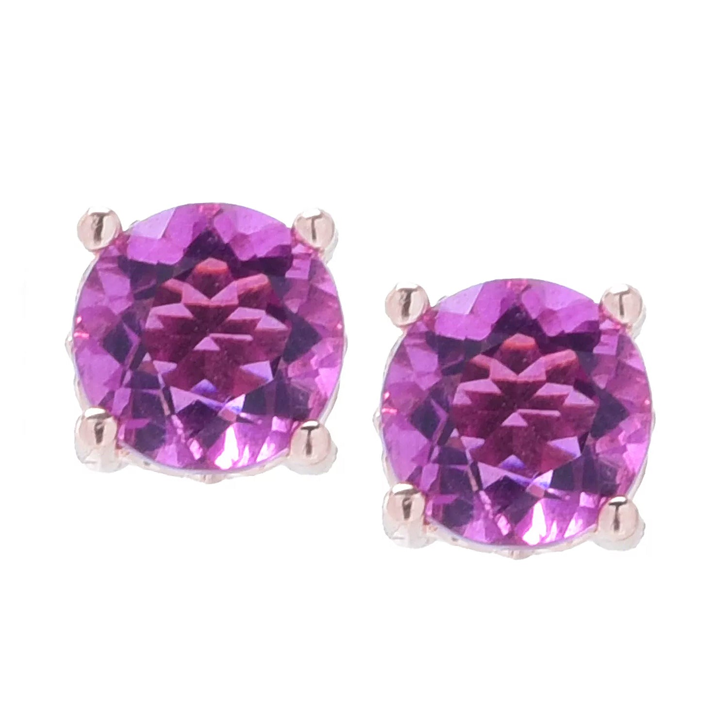 Gems en Vogue 2.00ctw Fuchsia Pink Fluorite Stud Earrings