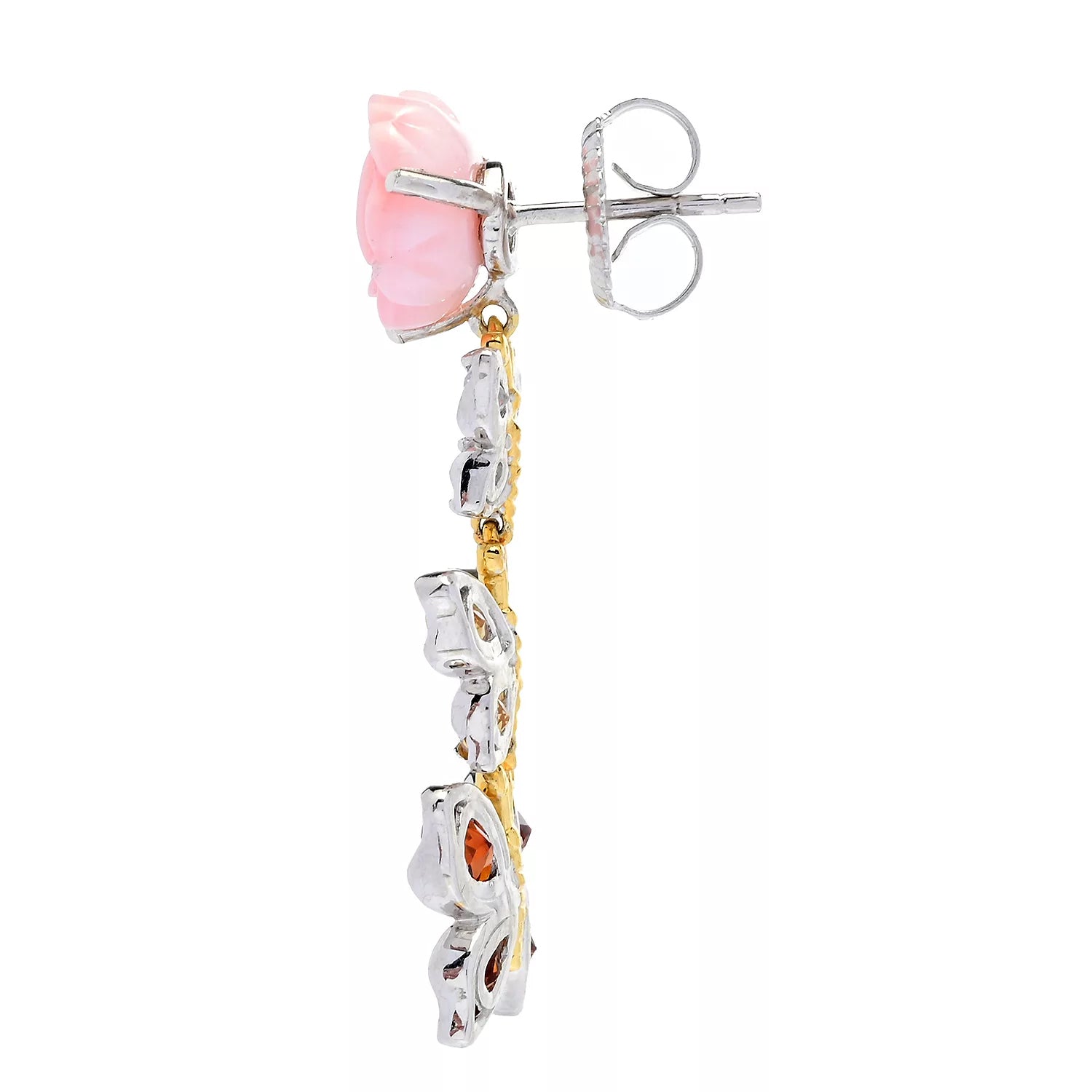 Gems en Vogue 5.20ctw Multi Gemstones Flower & Butterfly Drop Earrings