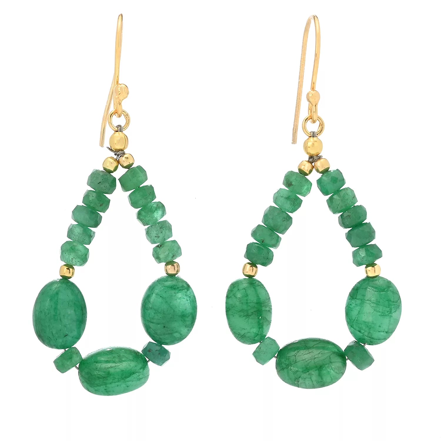 Gems en Vogue Emerald Tumbled Bead Drop Earrings