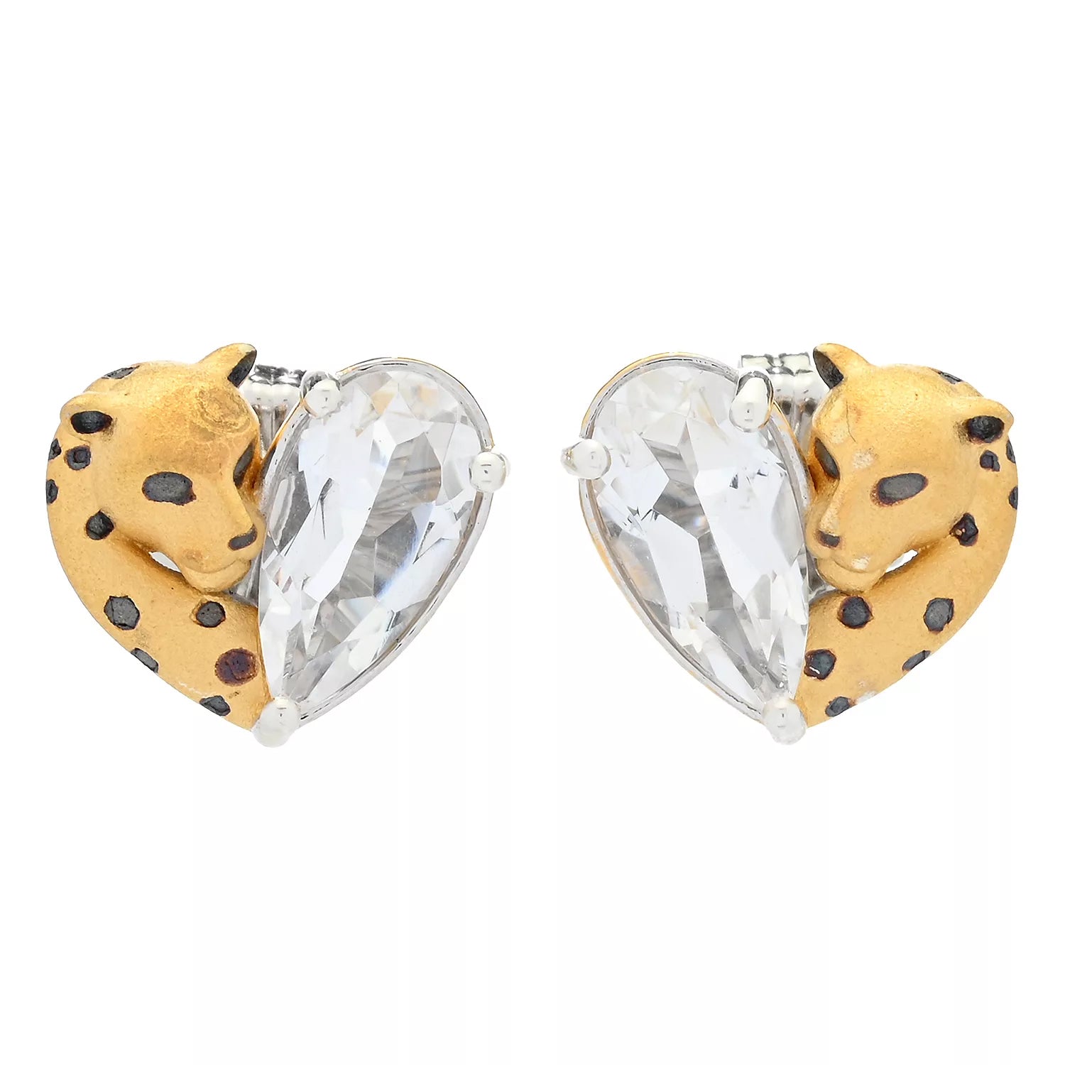 Gems en Vogue 3.36ctw Clear Quartz Panther Earrings