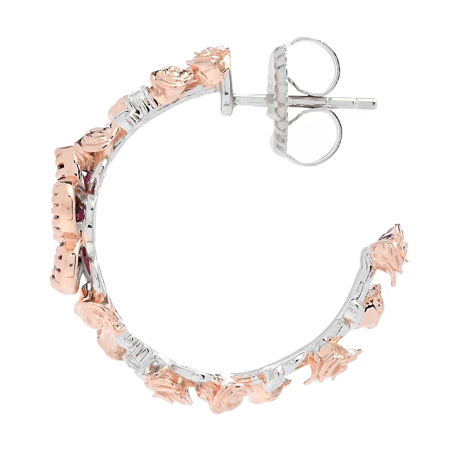 Gems en Vogue 3.26ctw Pink Tourmaline & White Zircon Flower Hoop Earrings