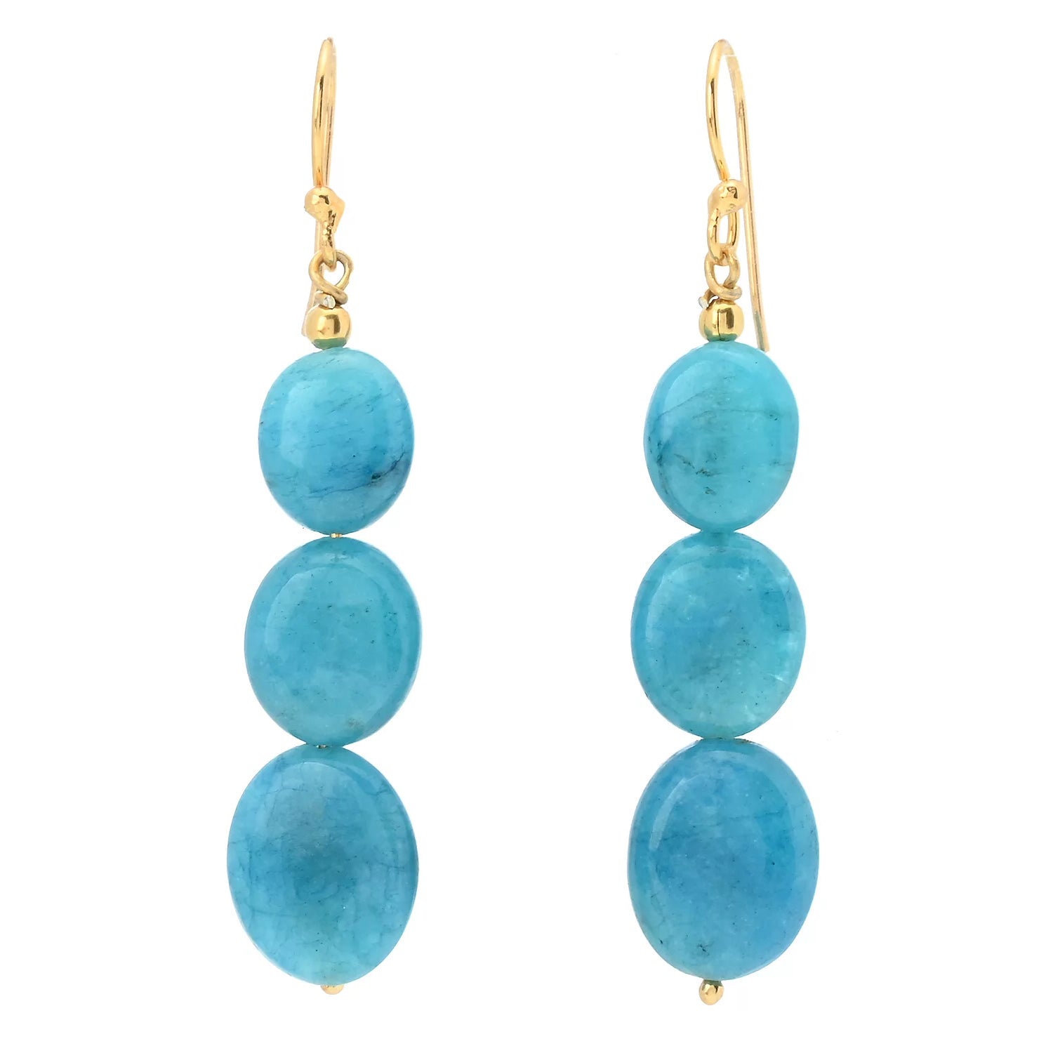 Gems en Vogue Tumbled Bead Aquamarine Drop Earrings