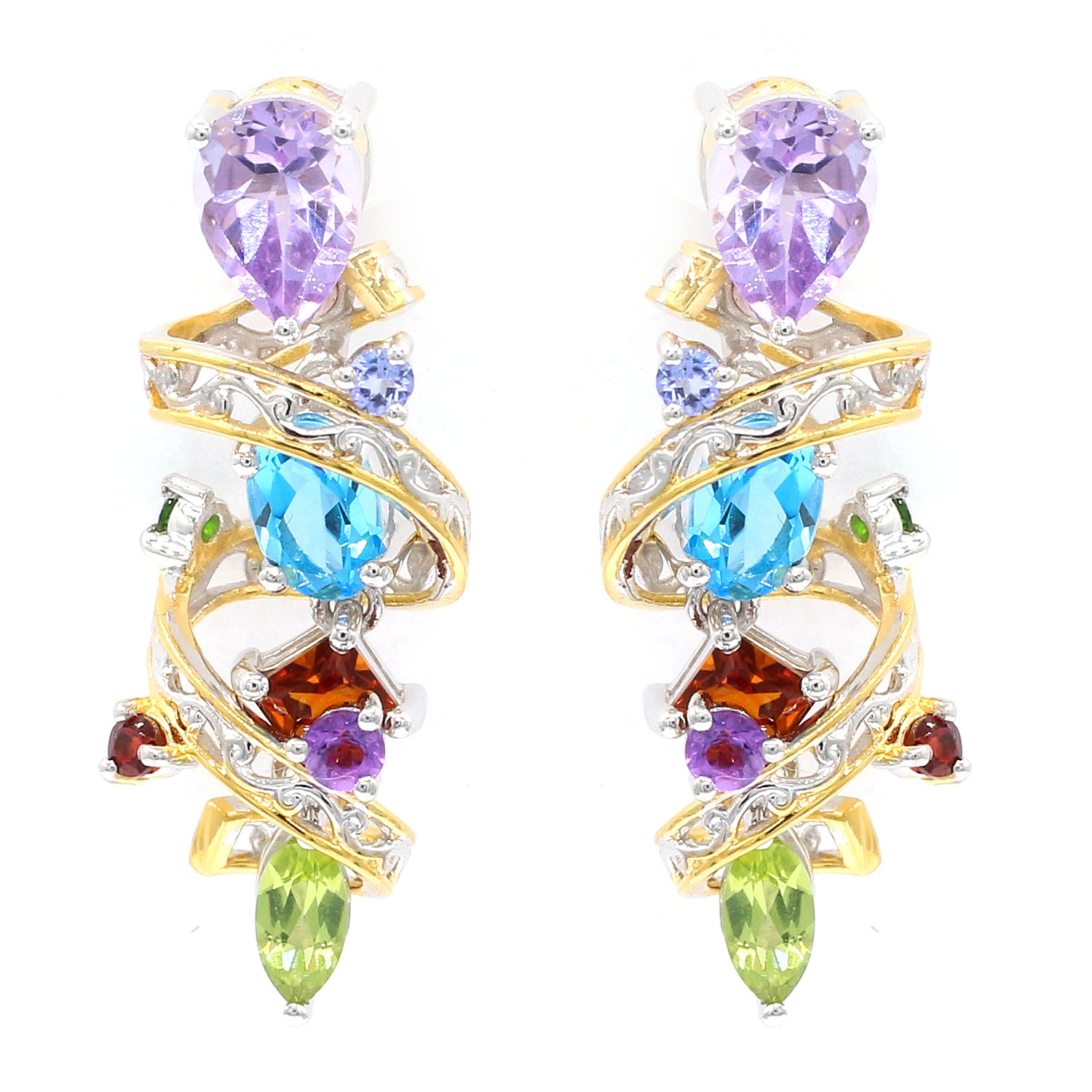 Gems en Vogue 3.74ctw Multi Gemstones Confetti Earrings