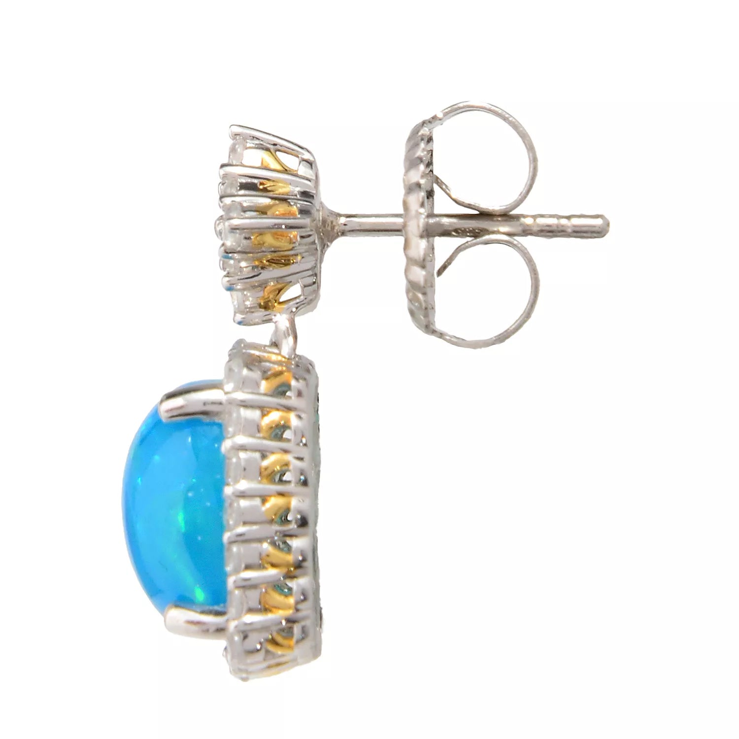 Gems en Vogue Paraiba Opal & White Zircon Drop Earrings