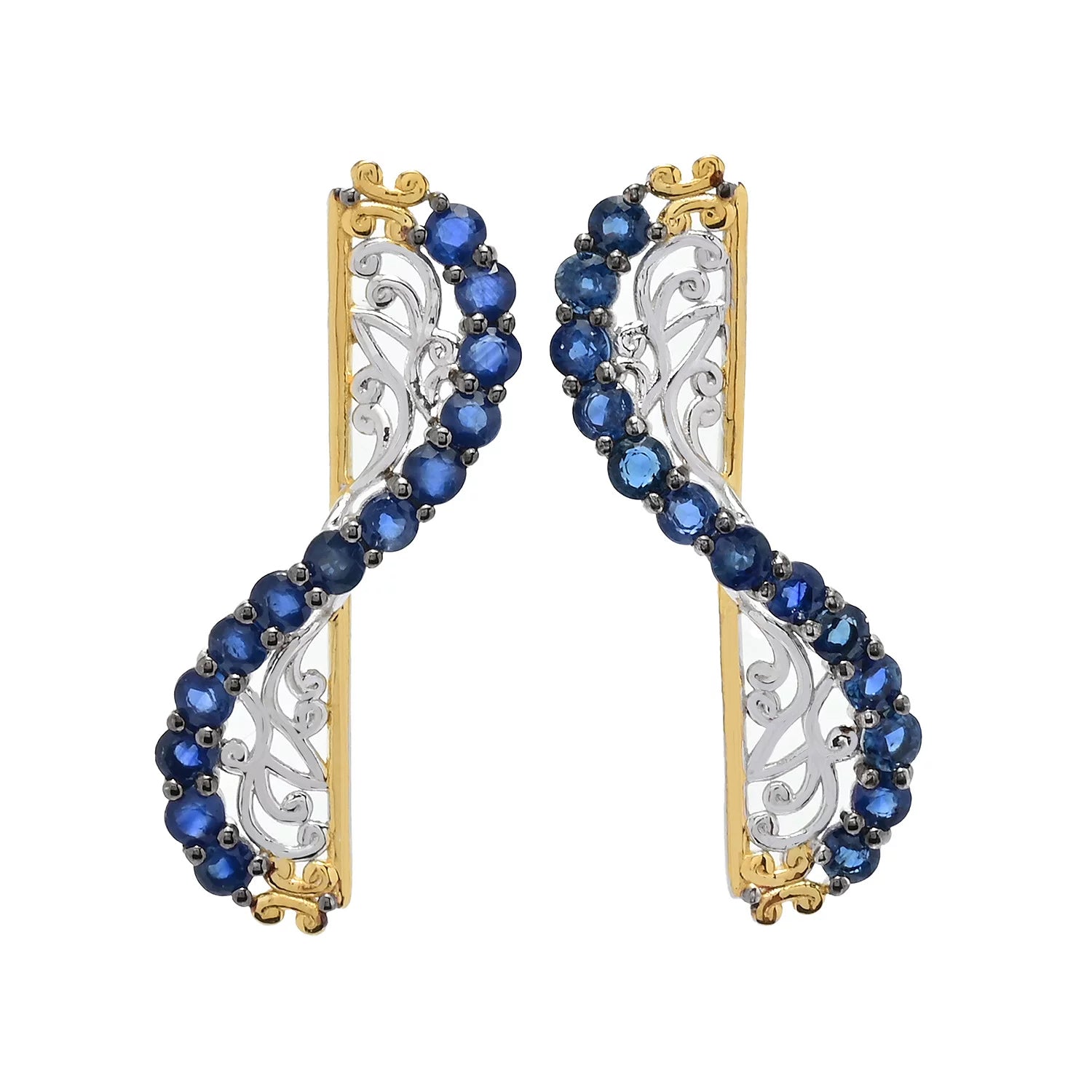 Gems en Vogue 3.12ctw Royal Blue Sapphire Earrings