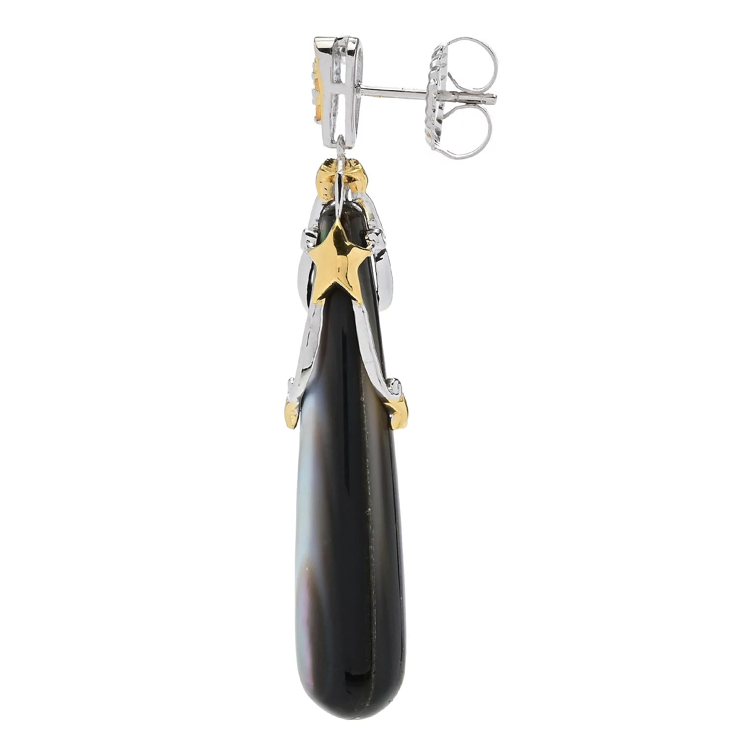 Gems en Vogue Black Mother-of-Pearl & Yellow Citrine Drop Earrings