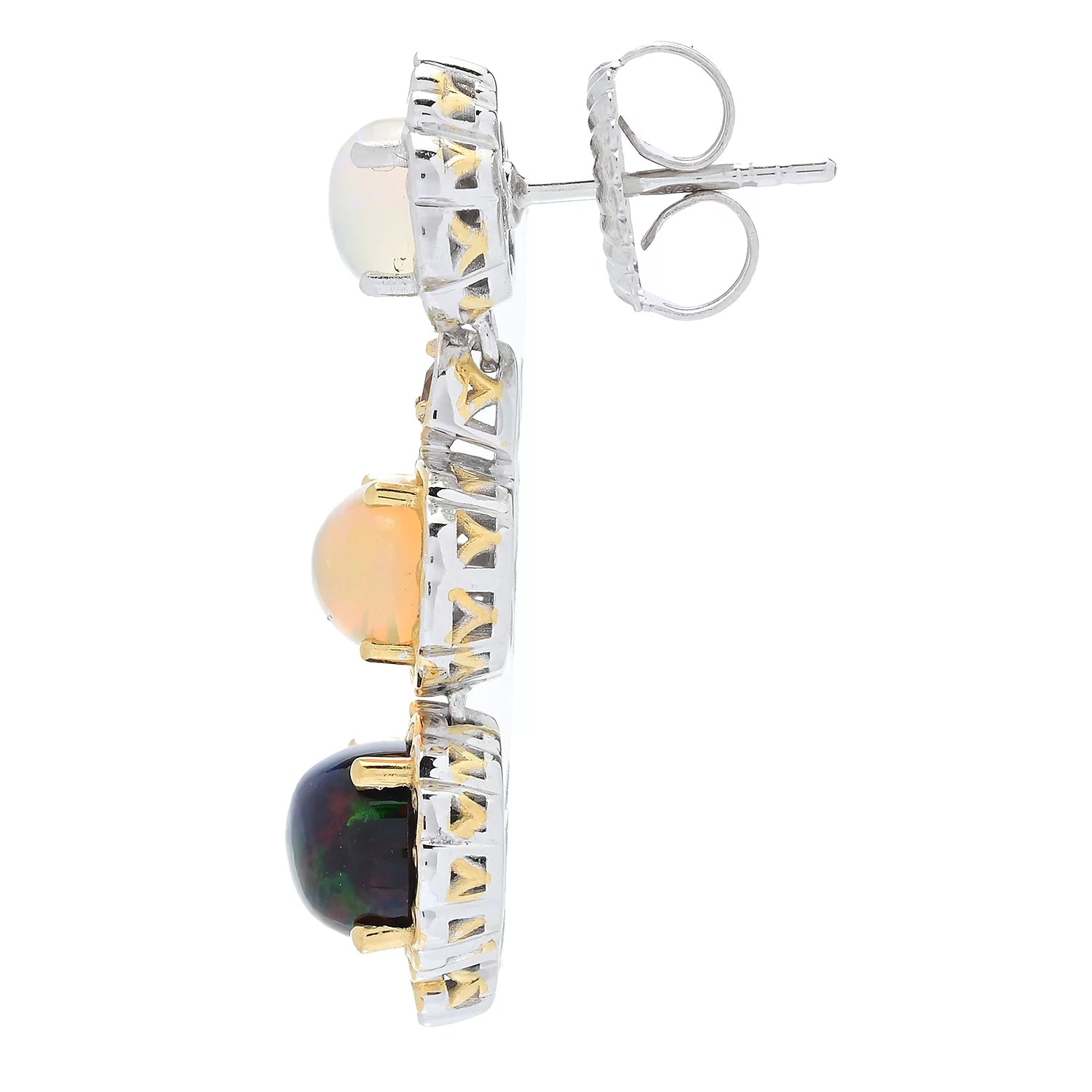 Gems en Vogue Multi Color Opal & Citrine Drop Earrings