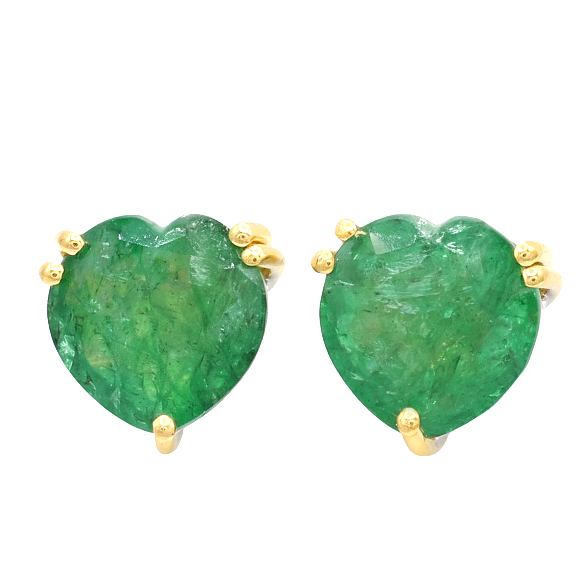 Gems en Vogue 24K Palladium Silver 6.73ctw Heart Shape Zambian Emerald Stud Earrings