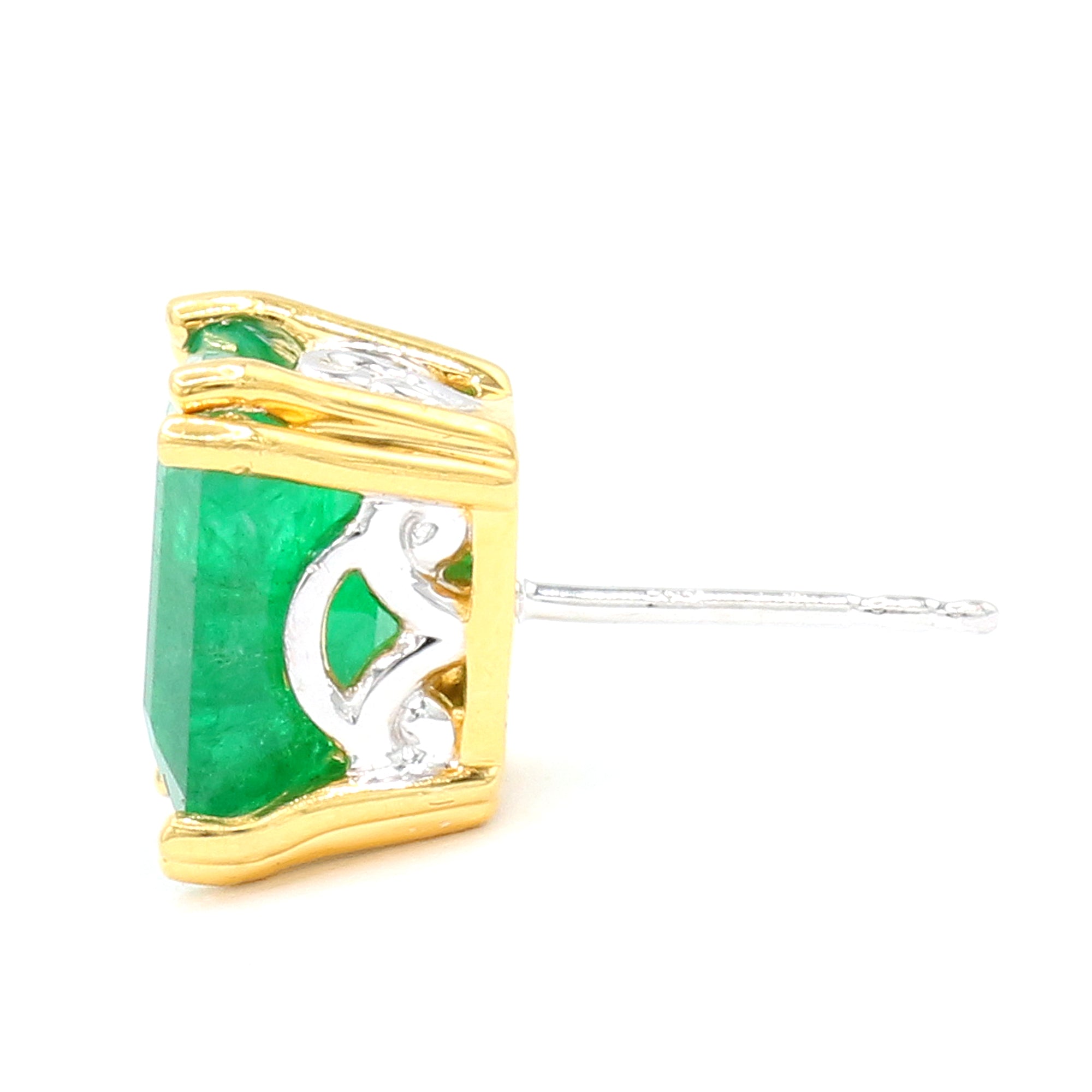 Gems en Vogue 24K Palladium Silver 6.40ctw Zambian Emerald Stud Earrings