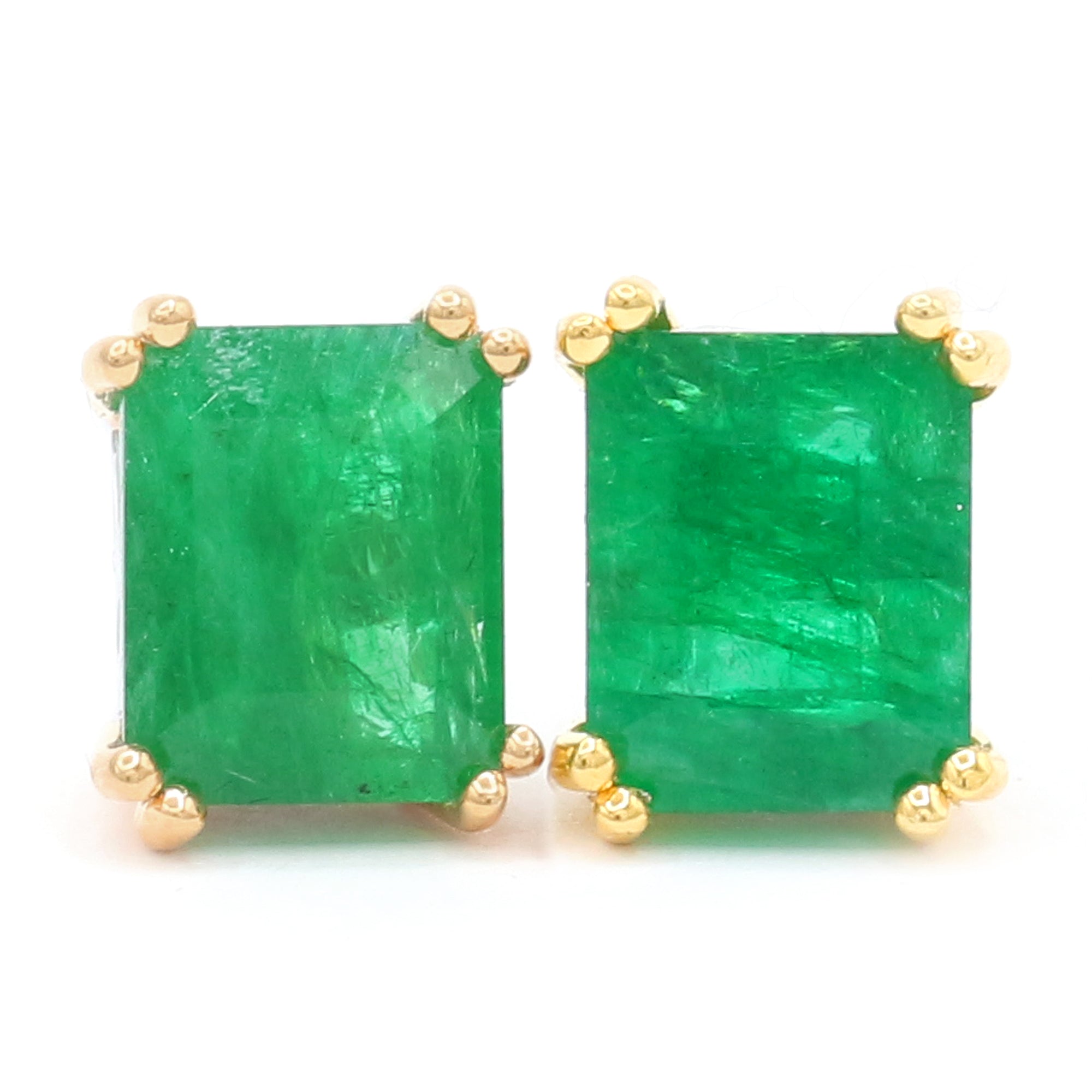 Gems en Vogue 24K Palladium Silver 6.40ctw Zambian Emerald Stud Earrings