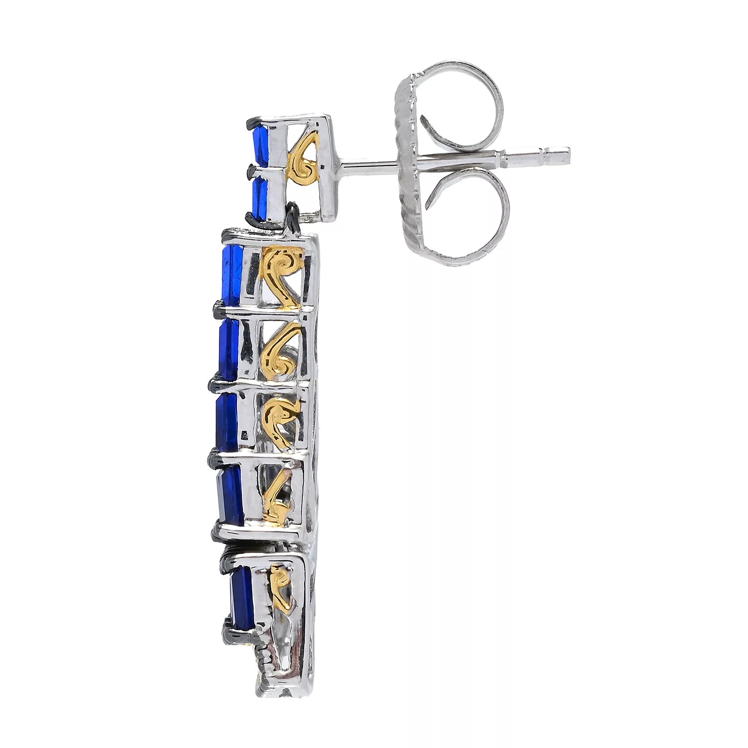 Gems en Vogue 2.43ctw Baguette Cobalt Blue Spinel Earrings