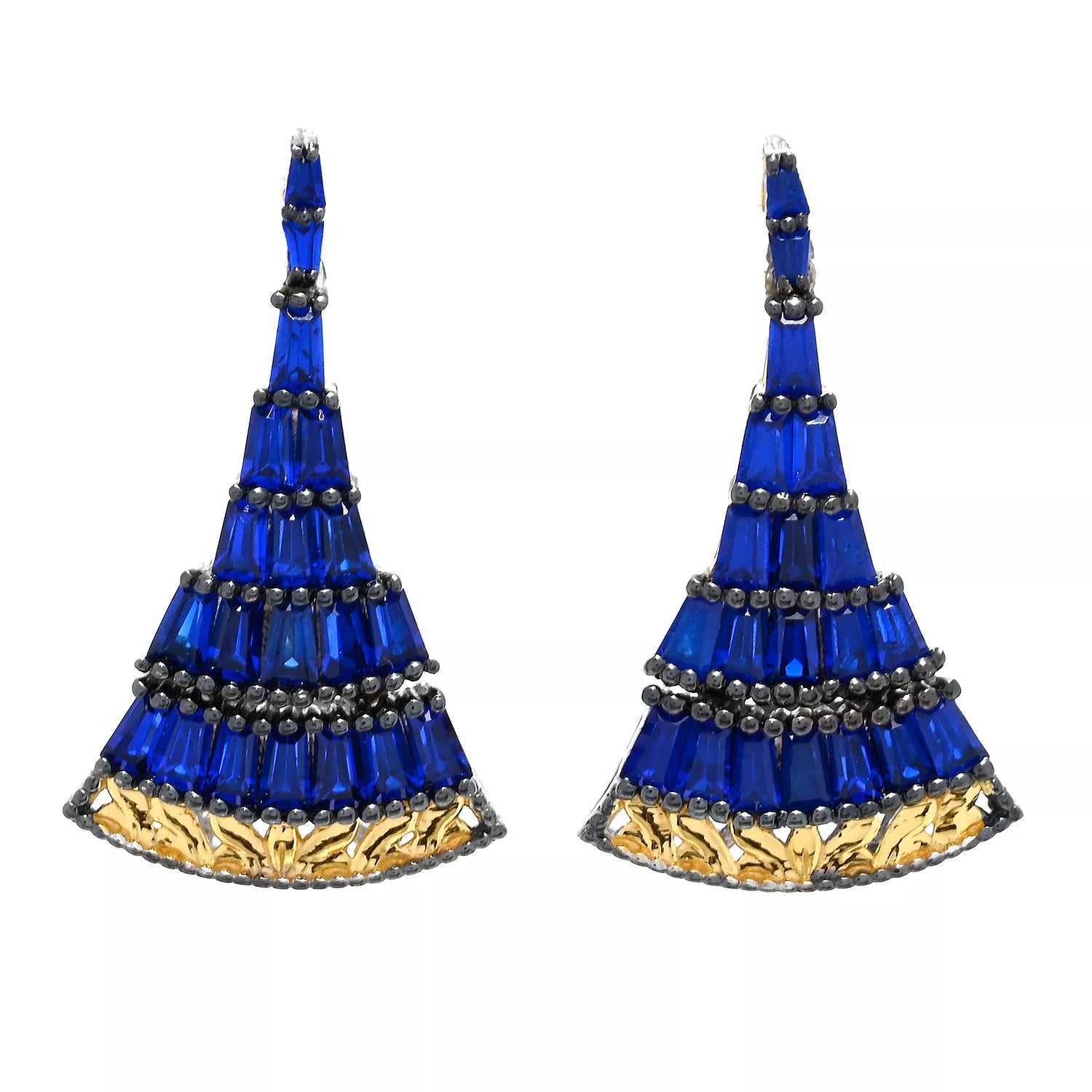 Gems en Vogue 2.43ctw Baguette Cobalt Blue Spinel Earrings