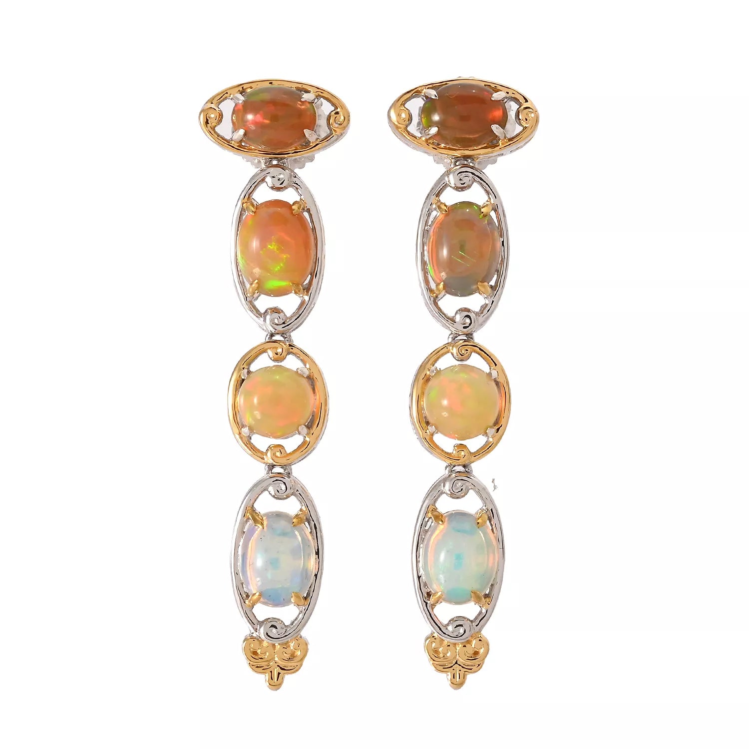 Gems en Vogue Multi Color Ethiopian Opal Drop Earrings