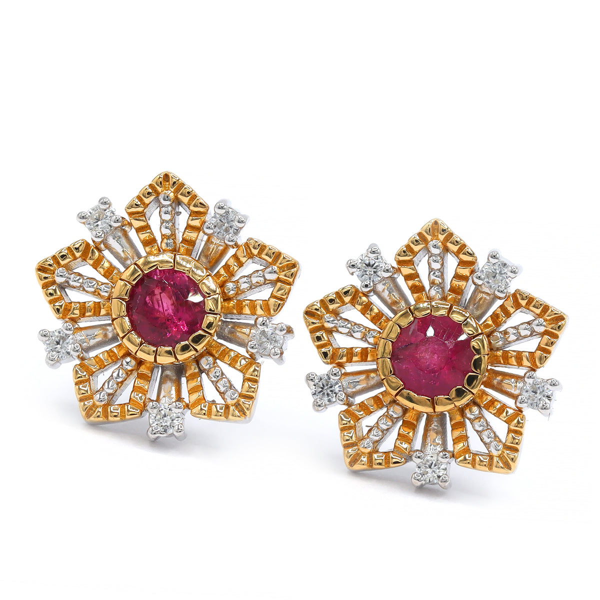 Gems en Vogue One-of-a-Kind 24K Palladium Silver 0.78ctw Rubellite & White Zircon Stud Earrings