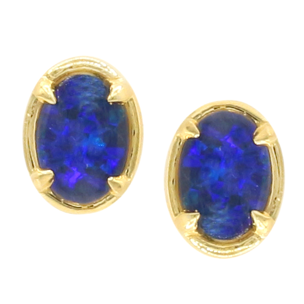 Boucles d'oreilles clous rondes en opale éthiopienne rose en argent palladié 24 carats Gems en Vogue