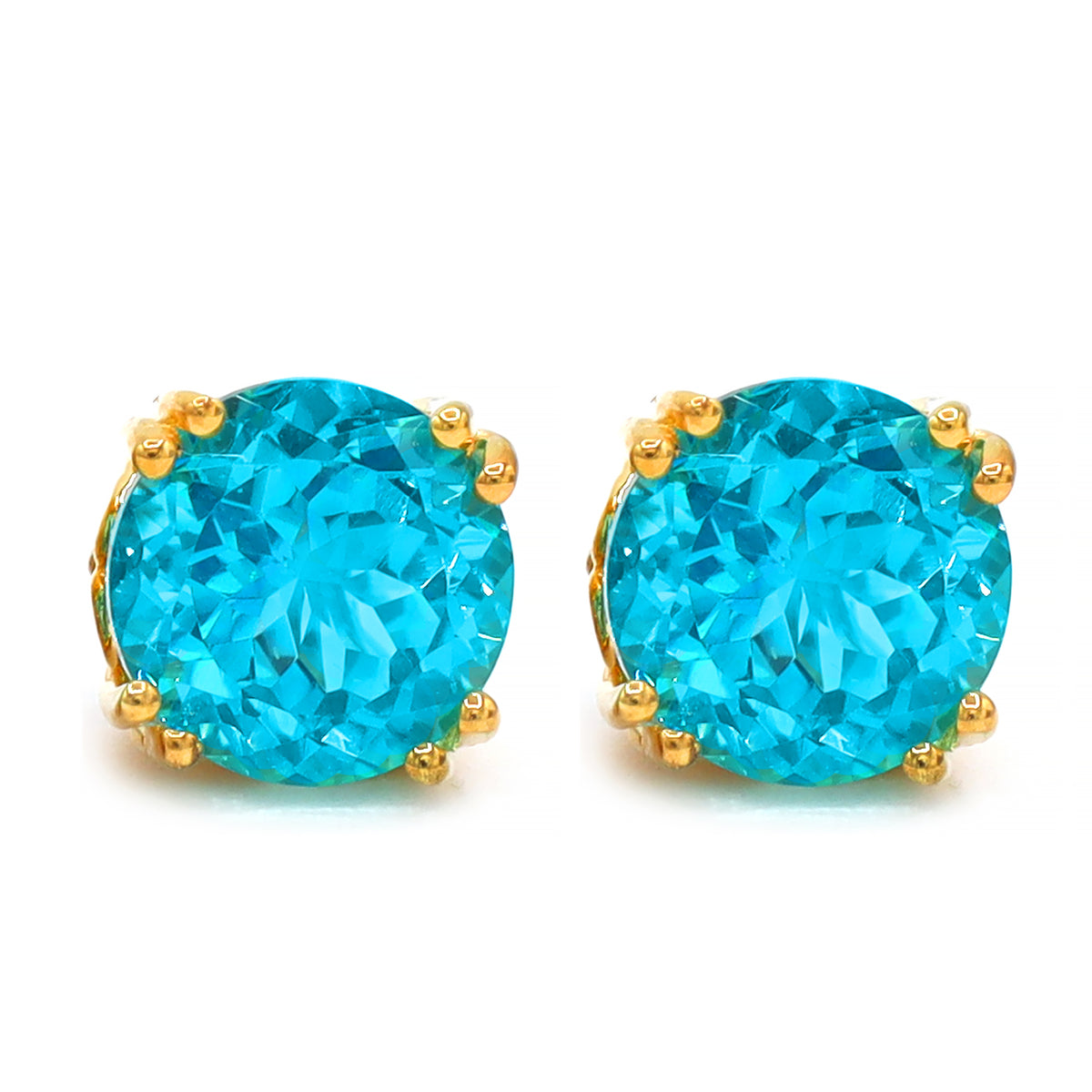 Boucles d'oreilles clous Gems en Vogue topaze Paraiba et zircon blanc 5.18ctw