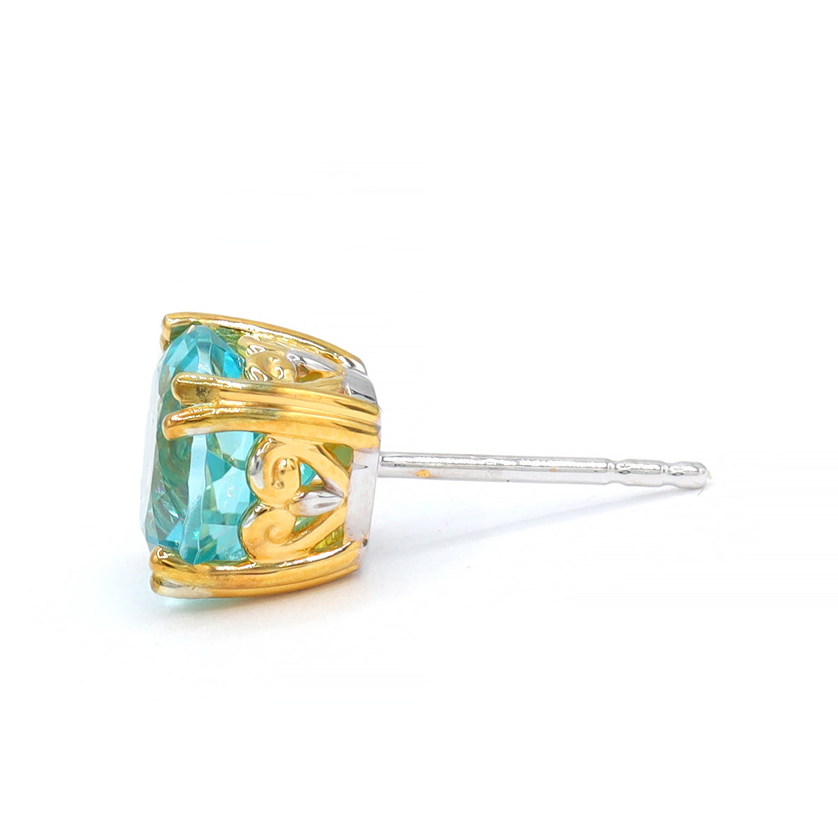 Boucles d'oreilles clous Gems en Vogue topaze Paraiba et zircon blanc 5.18ctw