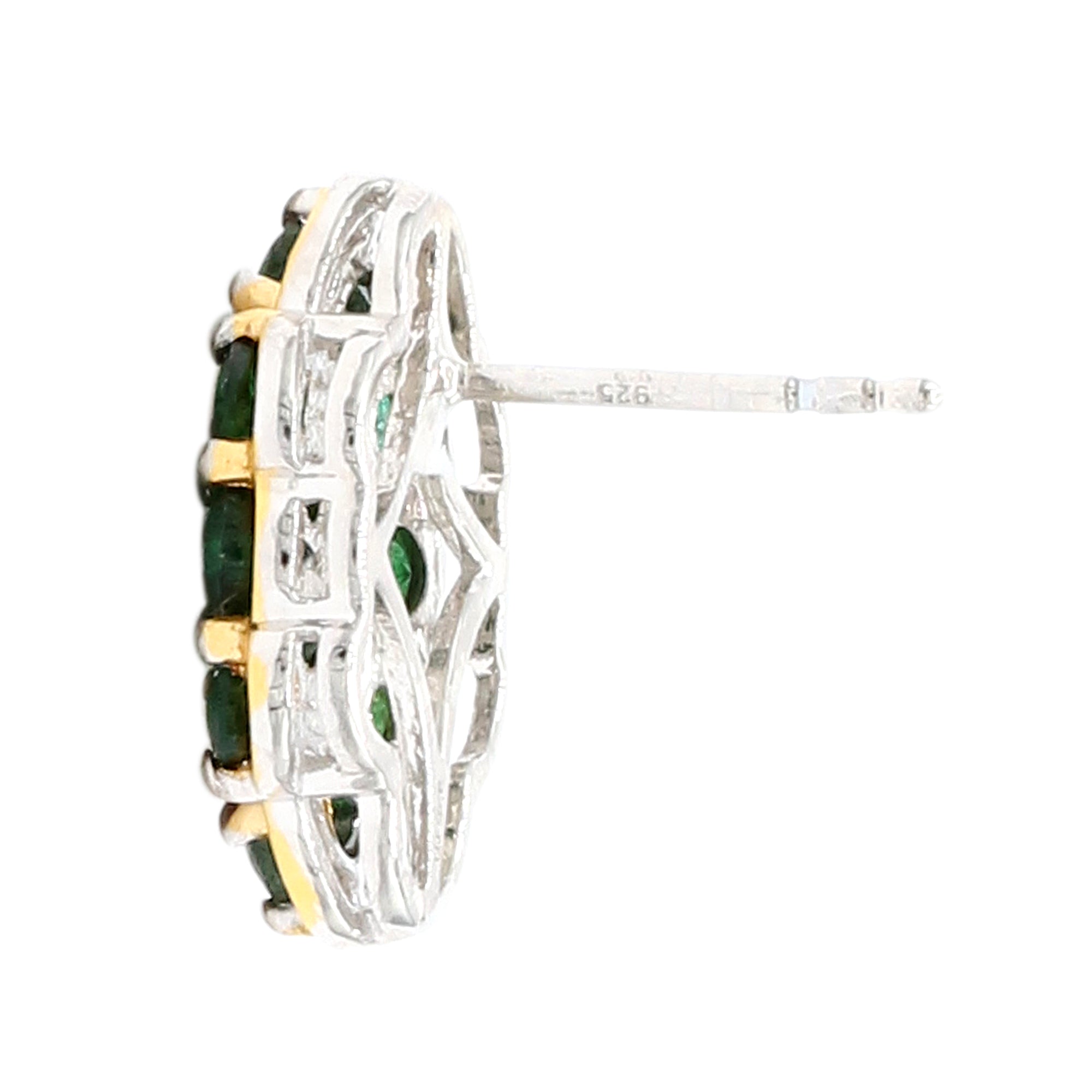 Gems en Vogue 24K Palladium Silver 2.50ctw Grizzly Emerald Cluster Stud Earrings