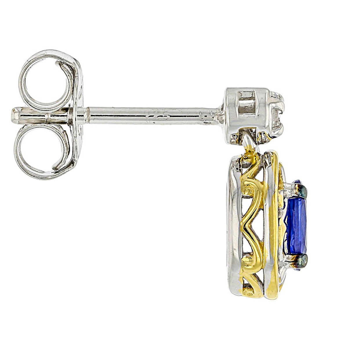 Gems en Vogue 24K Palladium Silver 0.54ctw Cobalt Blue Spinel & White Zircon Stud Earrings