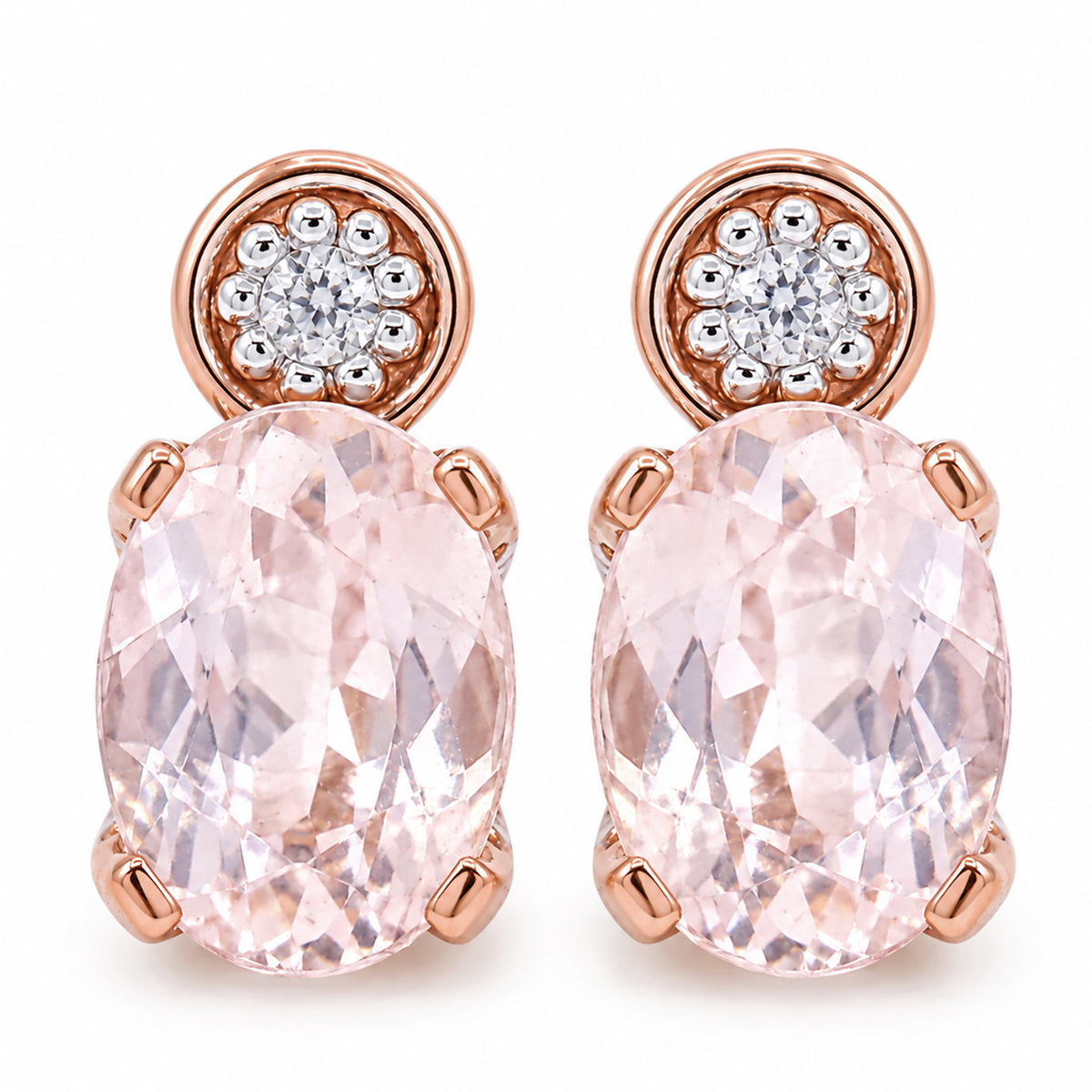 Gems en Vogue 18K Palladium Silver 1.29ctw Morganite & White Zircon Stud Earrings
