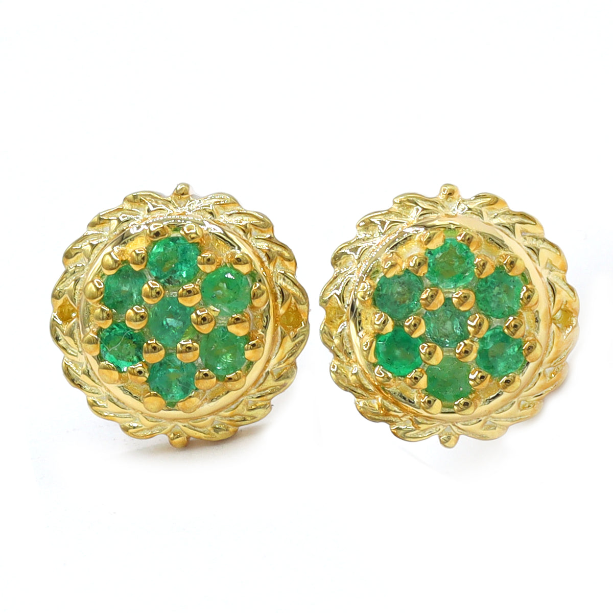 Gems en Vogue 24K Palladium Silver 0.28ctw Grizzly Emerald Stud Earrings