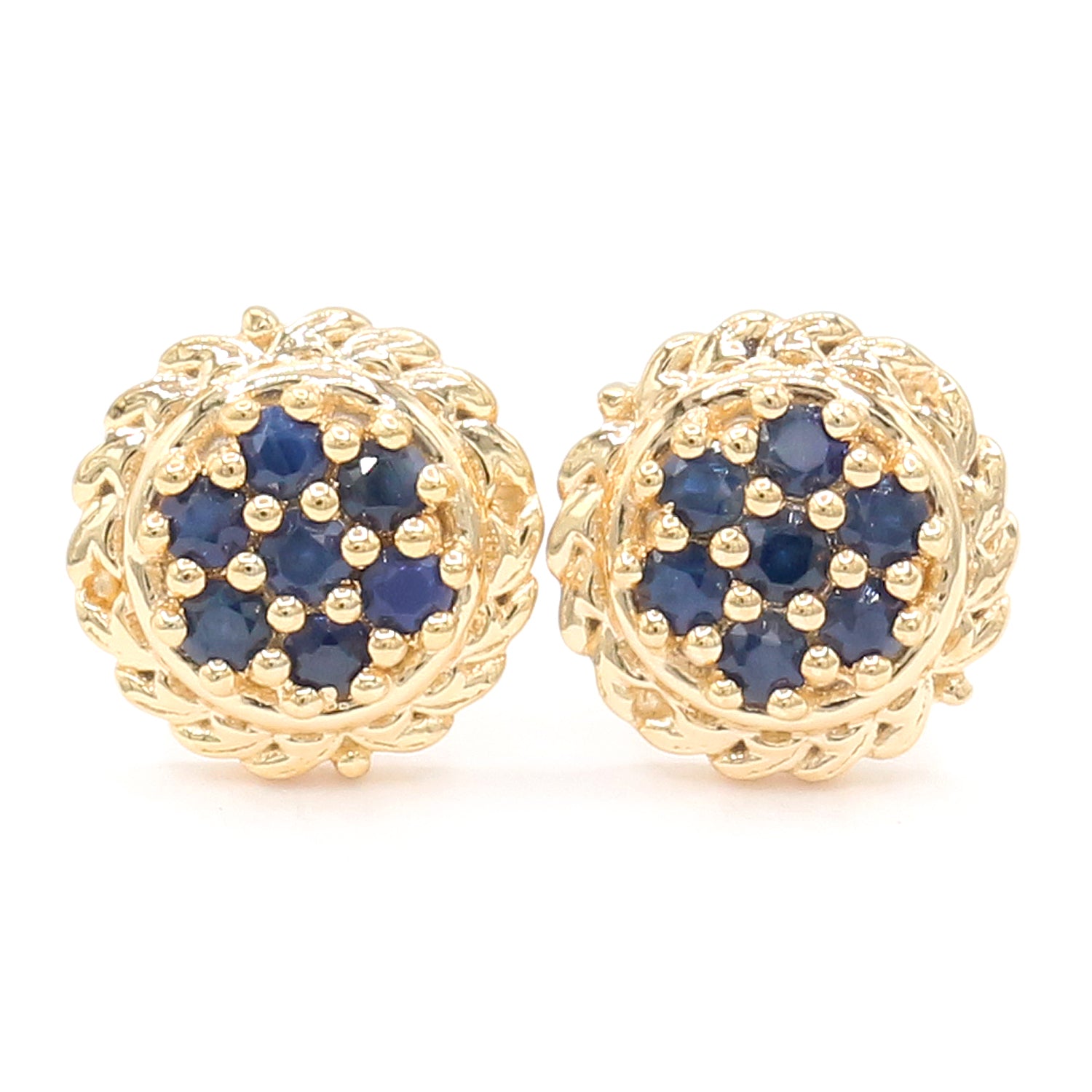 Gems en Vogue 24K Palladium Silver 0.31ctw Blue Sapphire Stud Earrings