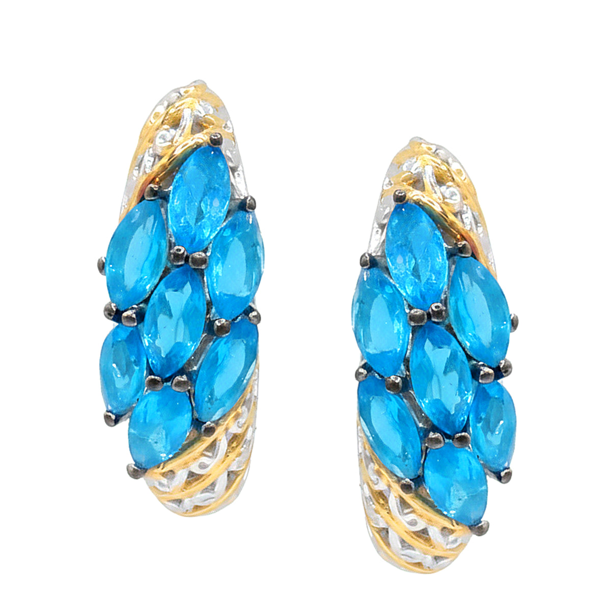 Gems en Vogue 24K Palladium Silver 2.10ctw Neon Apatite Hoop Earrings