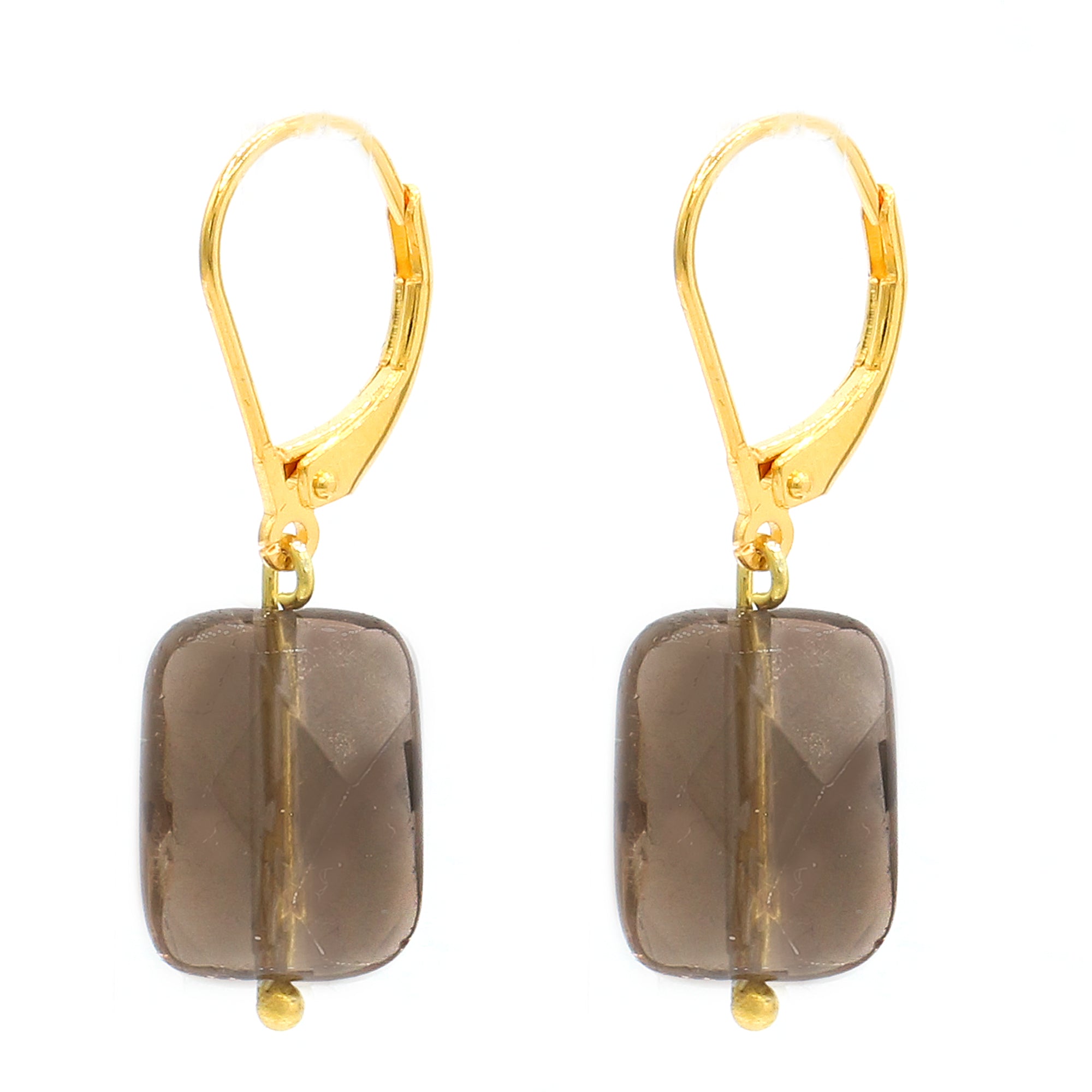 Gems en Vogue 24K Palladium Silver Smoky Quartz Bead Drop Earrings
