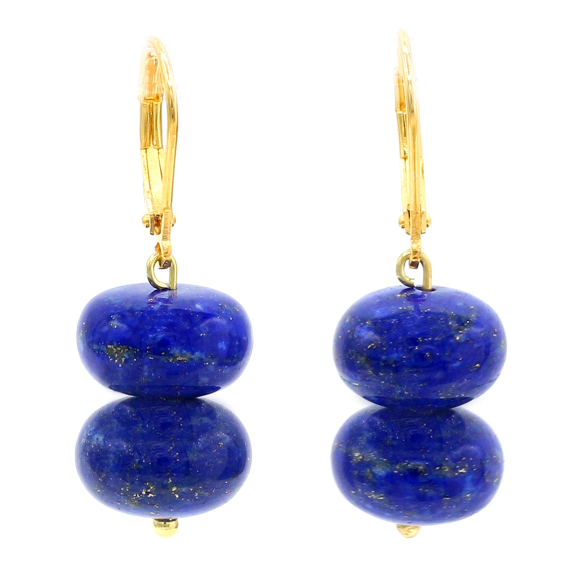 Gems en Vogue 24K Palladium Silver Lapis Bead Drop Earrings