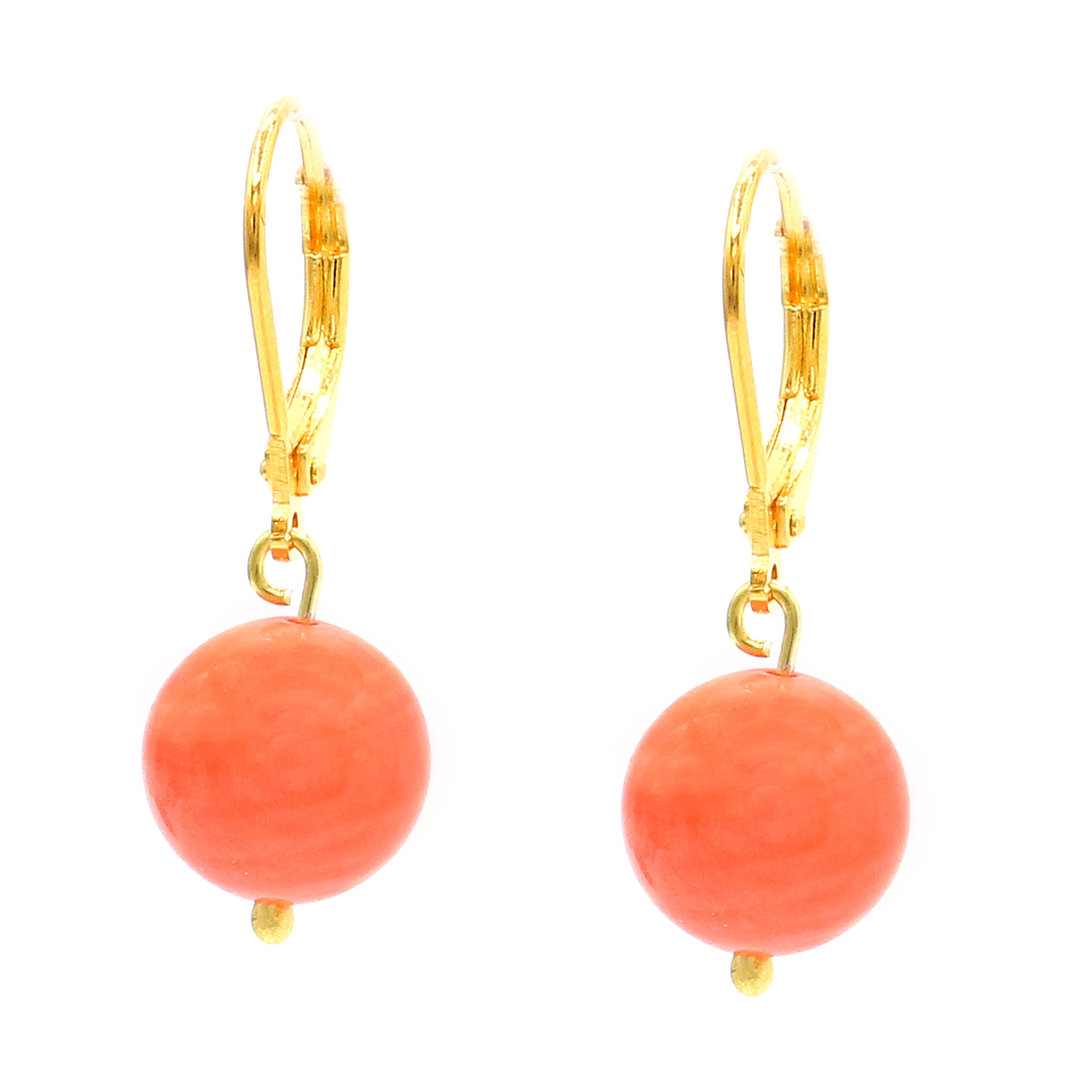 Gems en Vogue 24K Palladium Silver Salmon Coral Drop Earrings